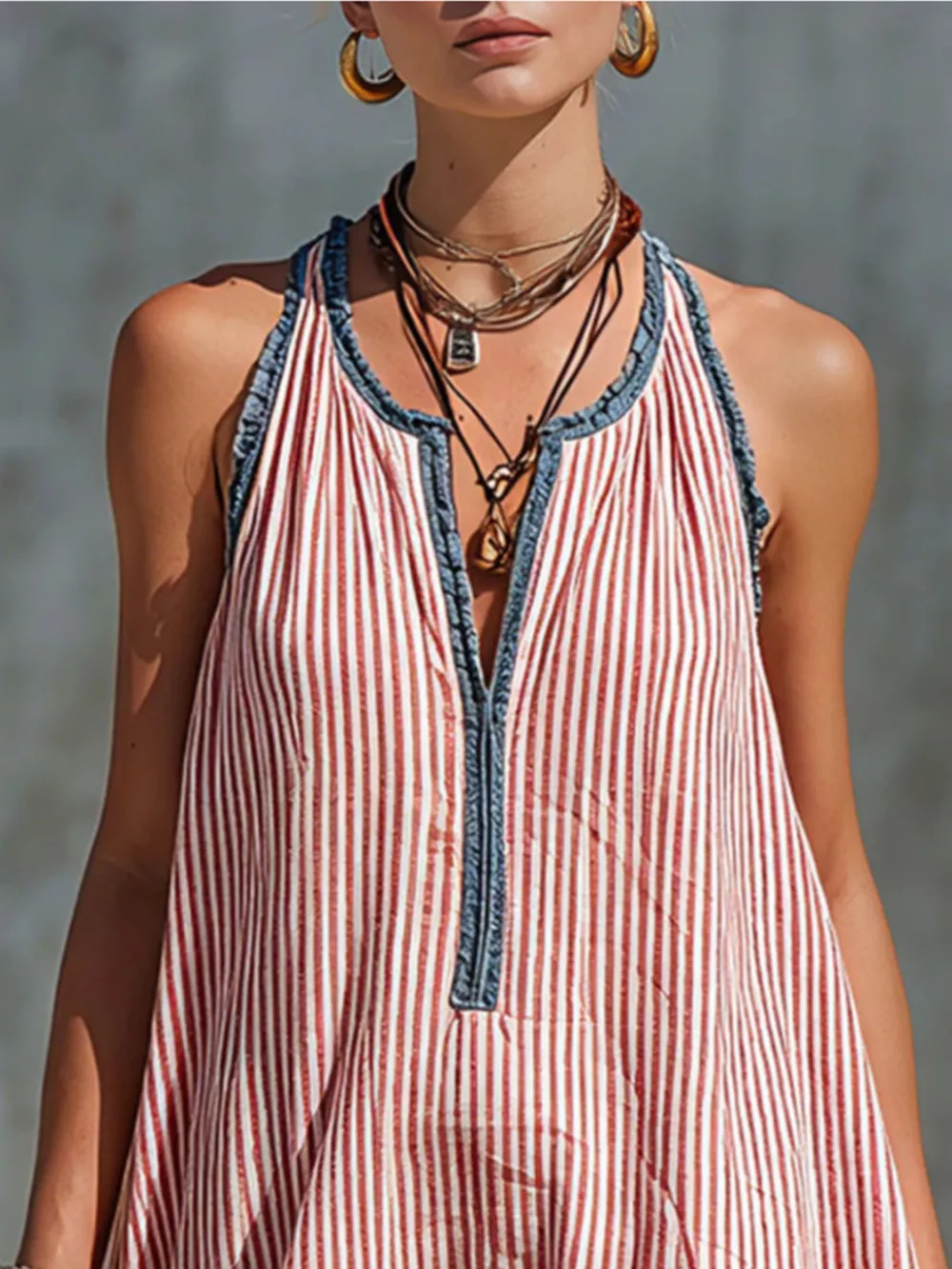 Striped Ruffle Hem Mini Dress, image 2