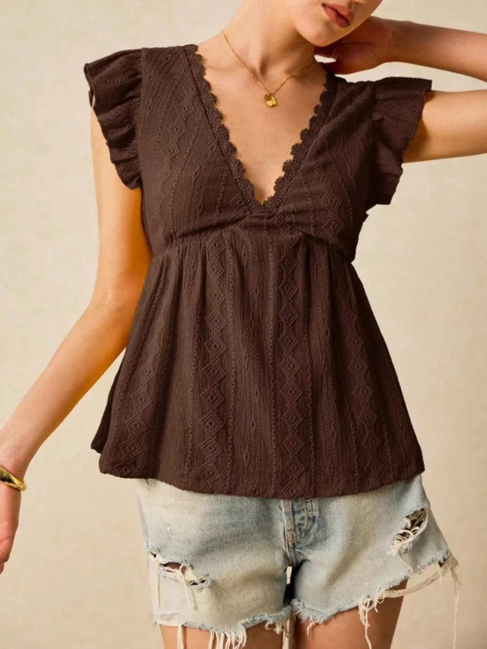 Ruffle Sleeve V-Neck Blouse, image 13
