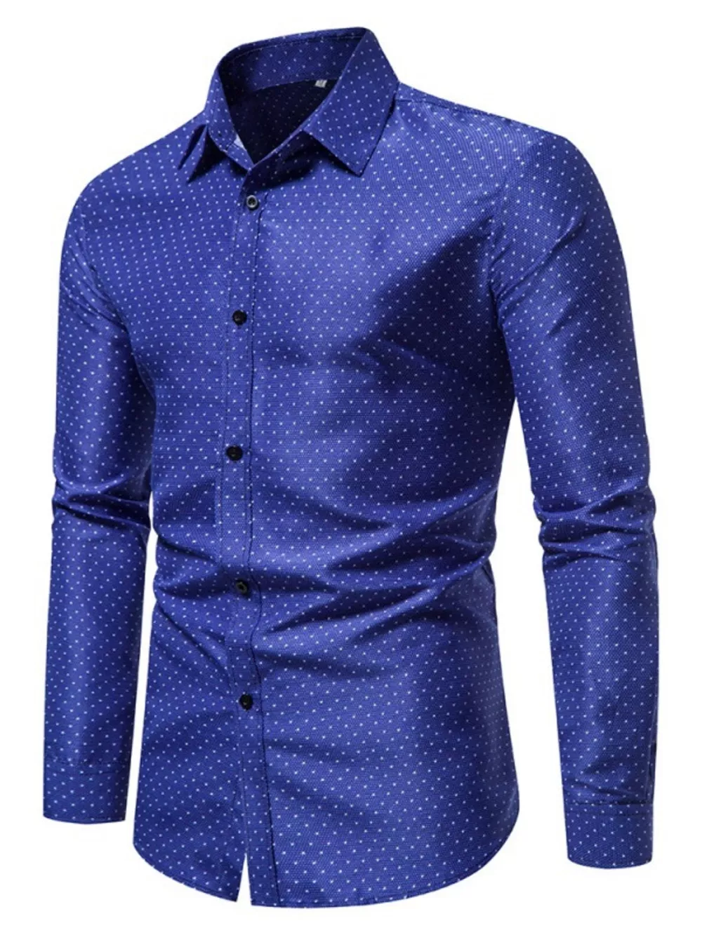 Men's Slim Fit Dotted Pattern Long Sleeve Shirt, image 11