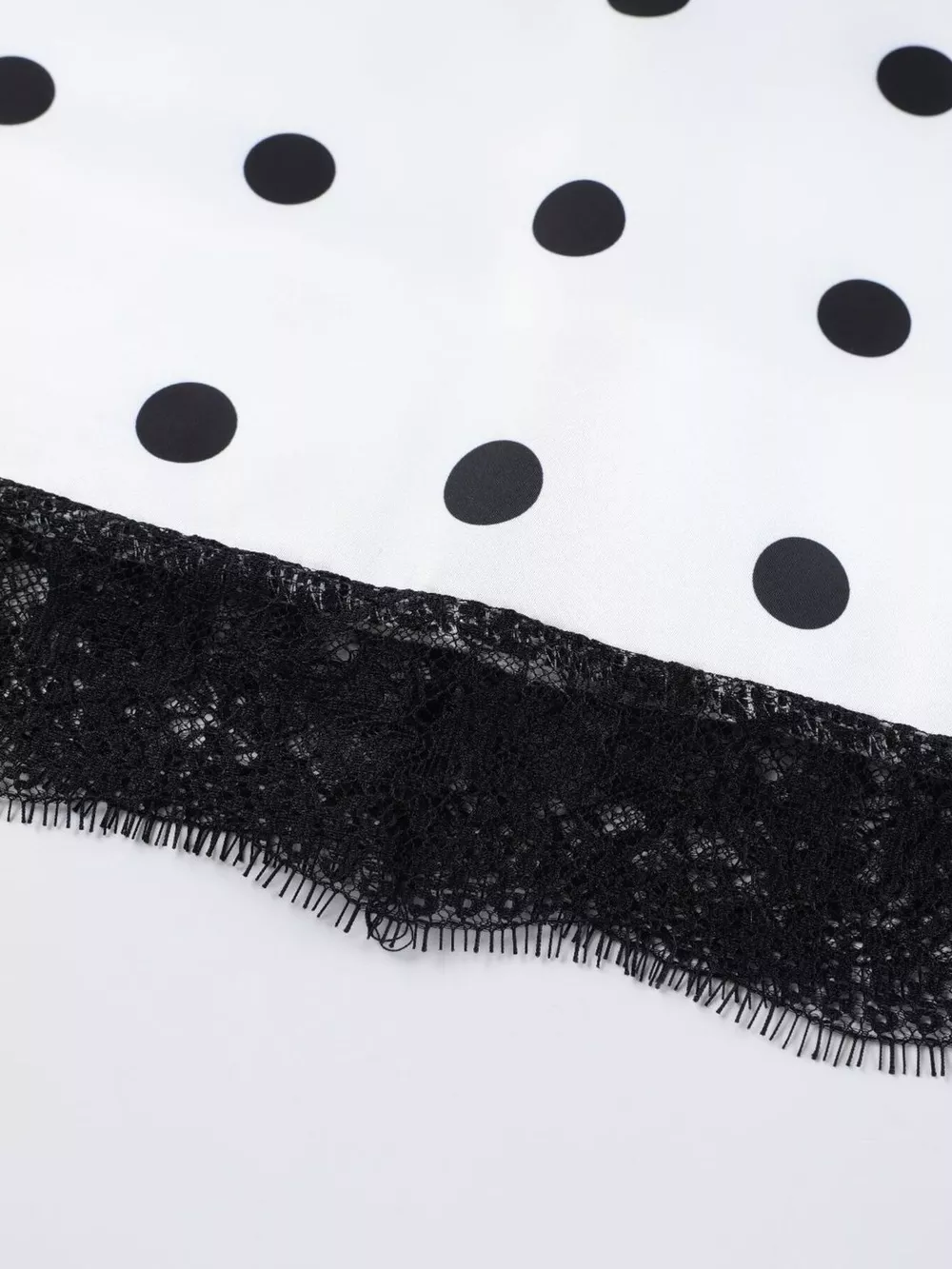 Polka Dot Midi Skirt with Lace Trim, image 16
