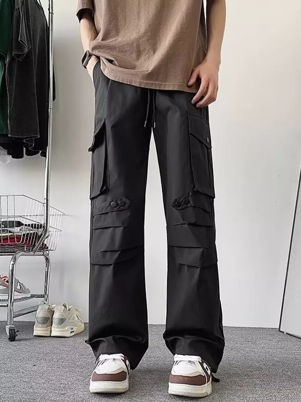 Men's Plus Size Loose Fit Multi-Pocket Cargo Pants
