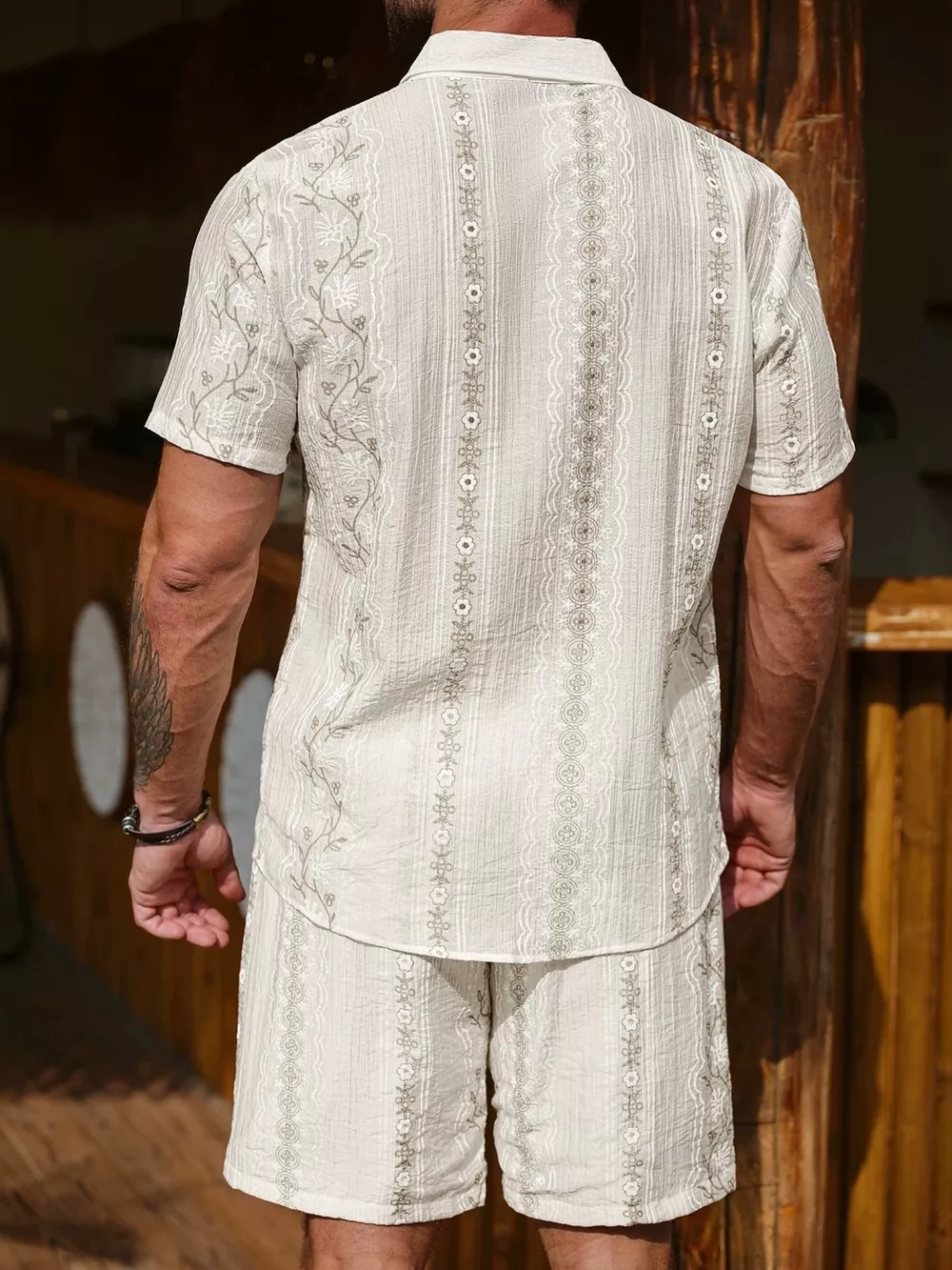 Men's Flower Short Sleeve Shirt and Shorts Set, image 3