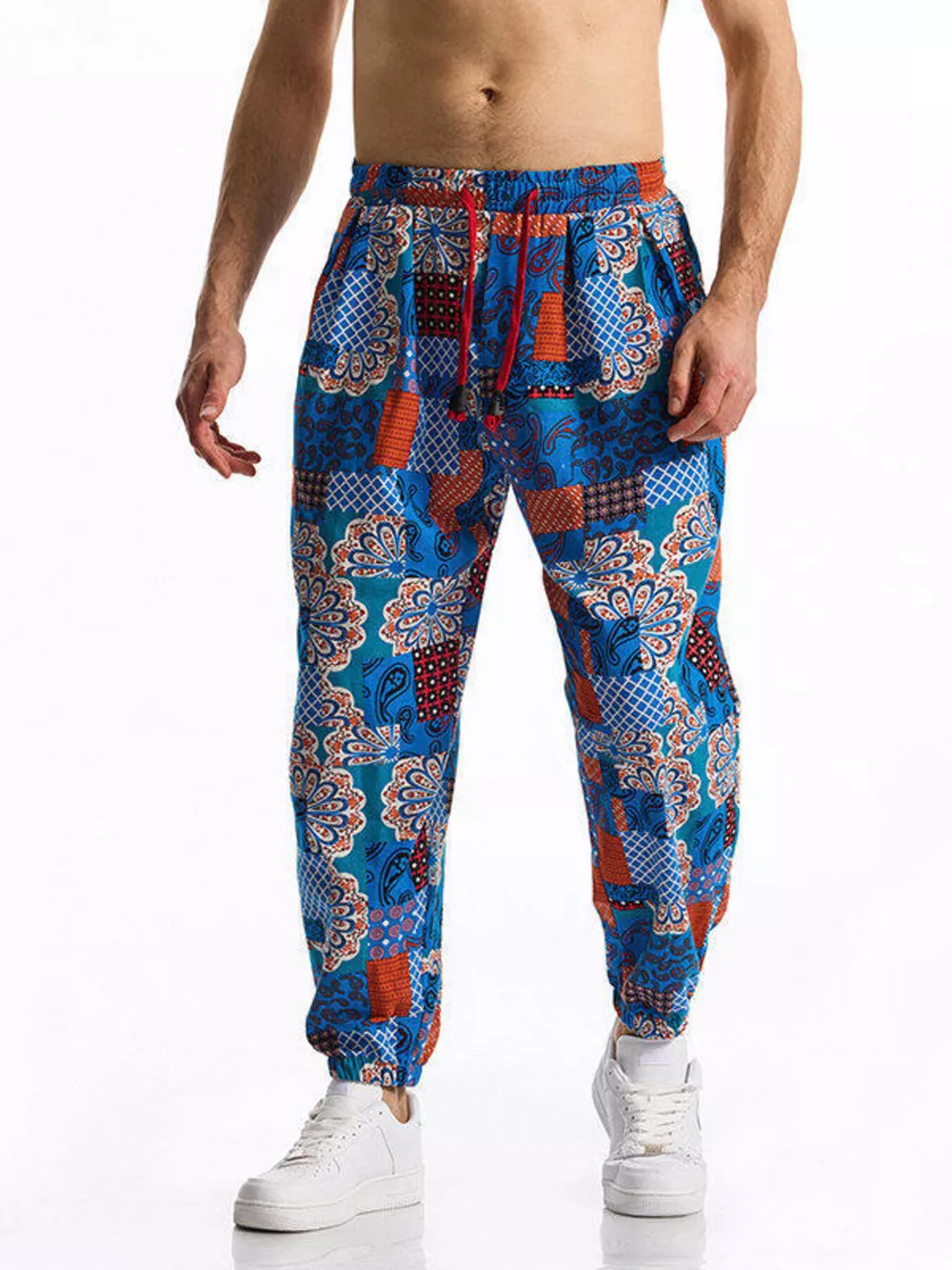 Men's Full Size Printed Drawstring Casual Pants Plus Size, image 6