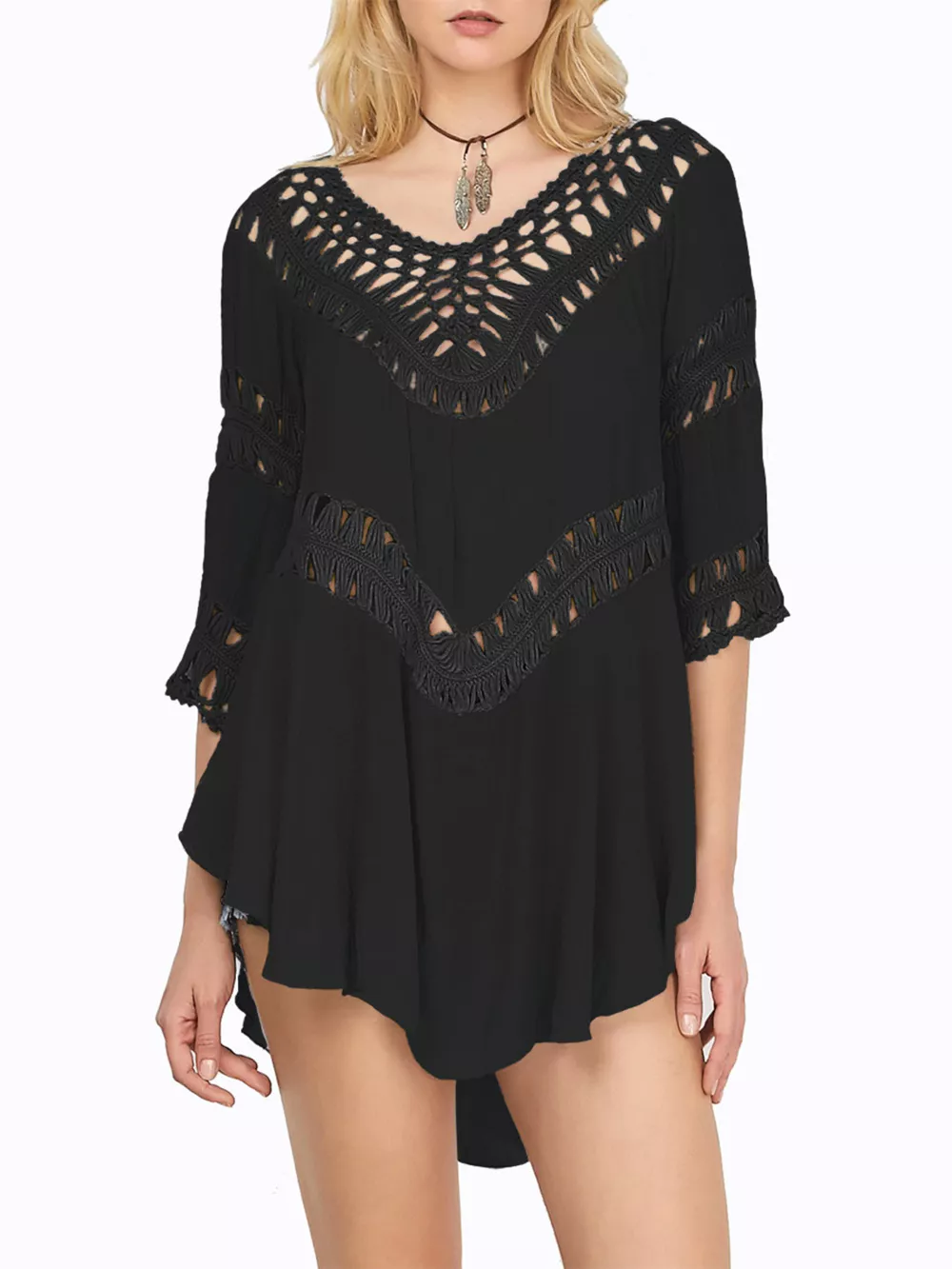 Crochet Trimmed Flowy Cover Up Dress, image 13