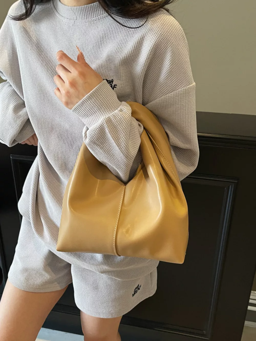 Knot Handle Leather Handbag, image 7