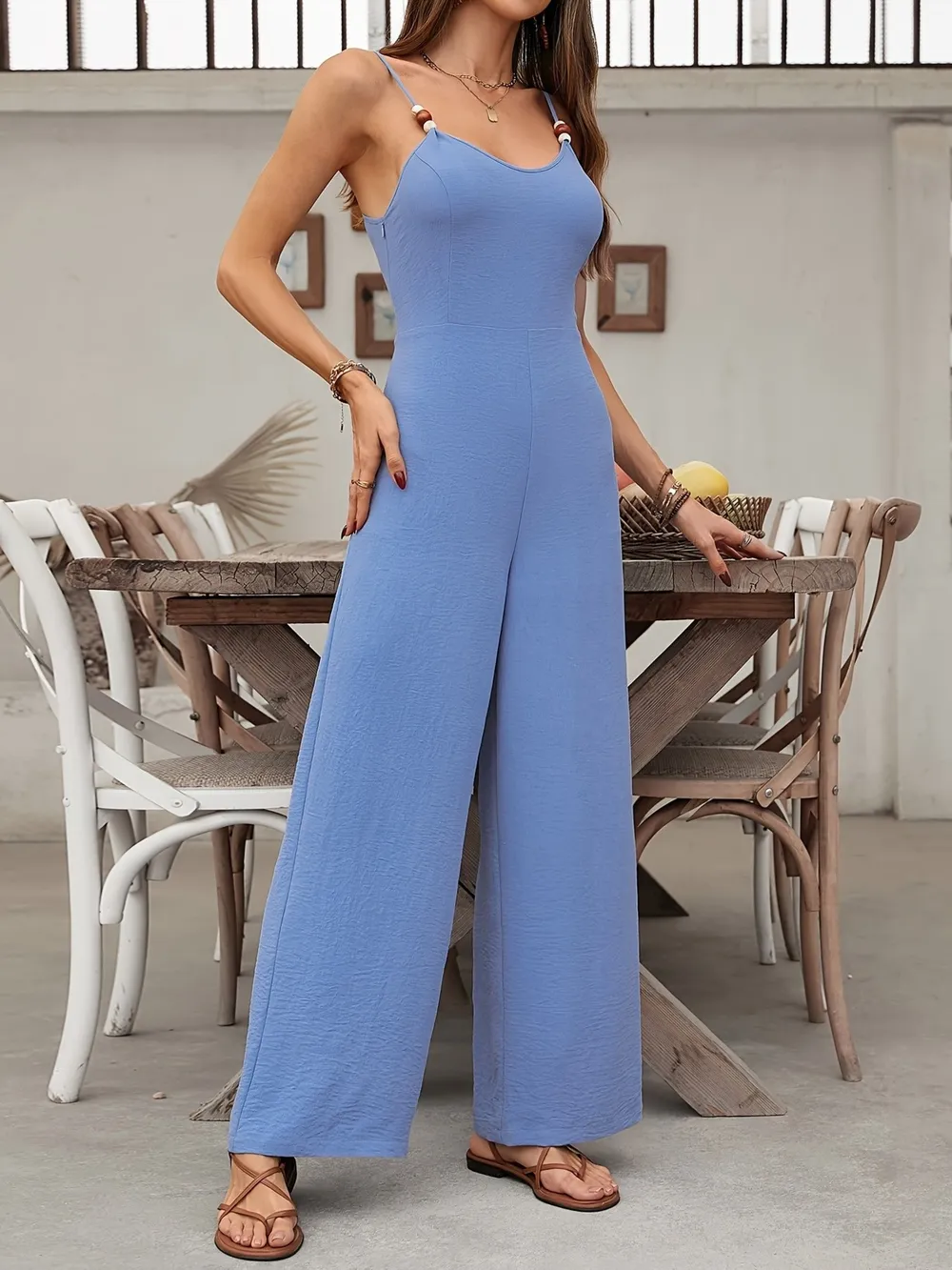 Spaghetti Strap Wide Leg Jumpsuit, image 6