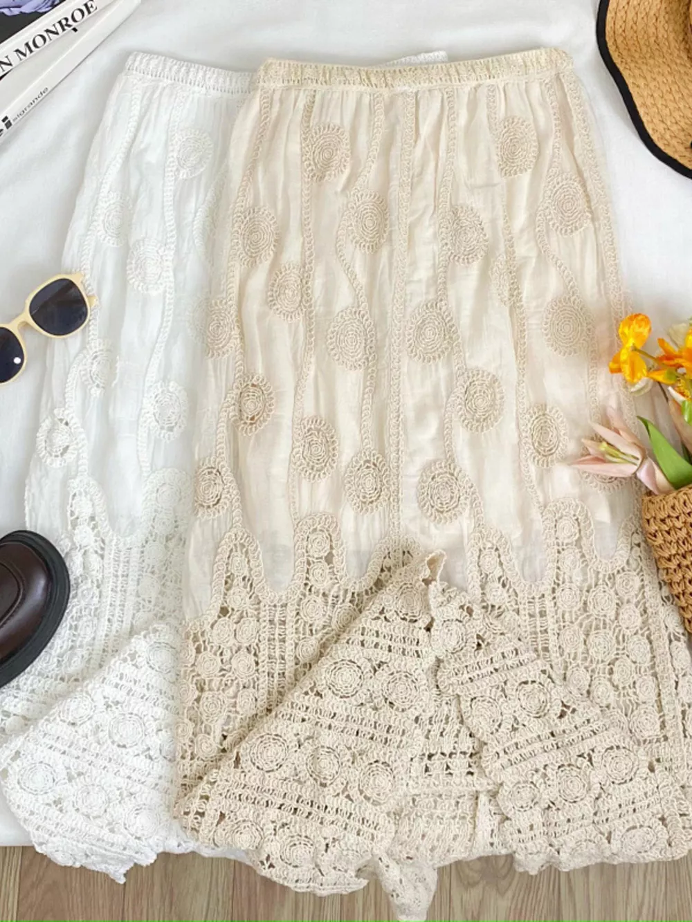 Lace Elastic Waist Midi Skirt, image 11