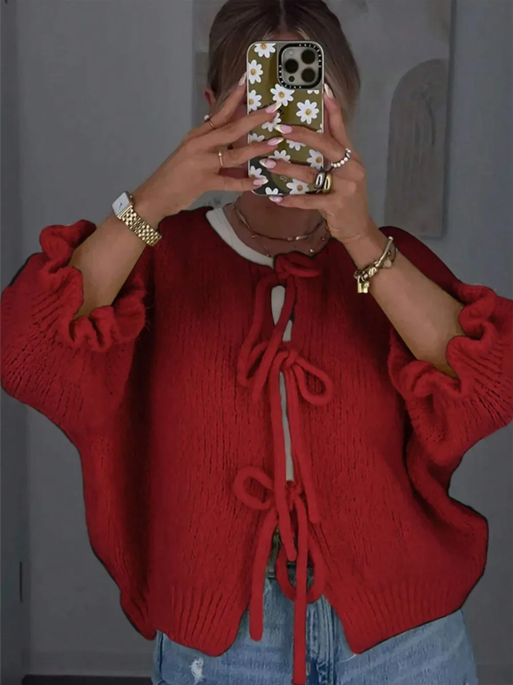 Tie-Front Cropped Cardigan, image 5