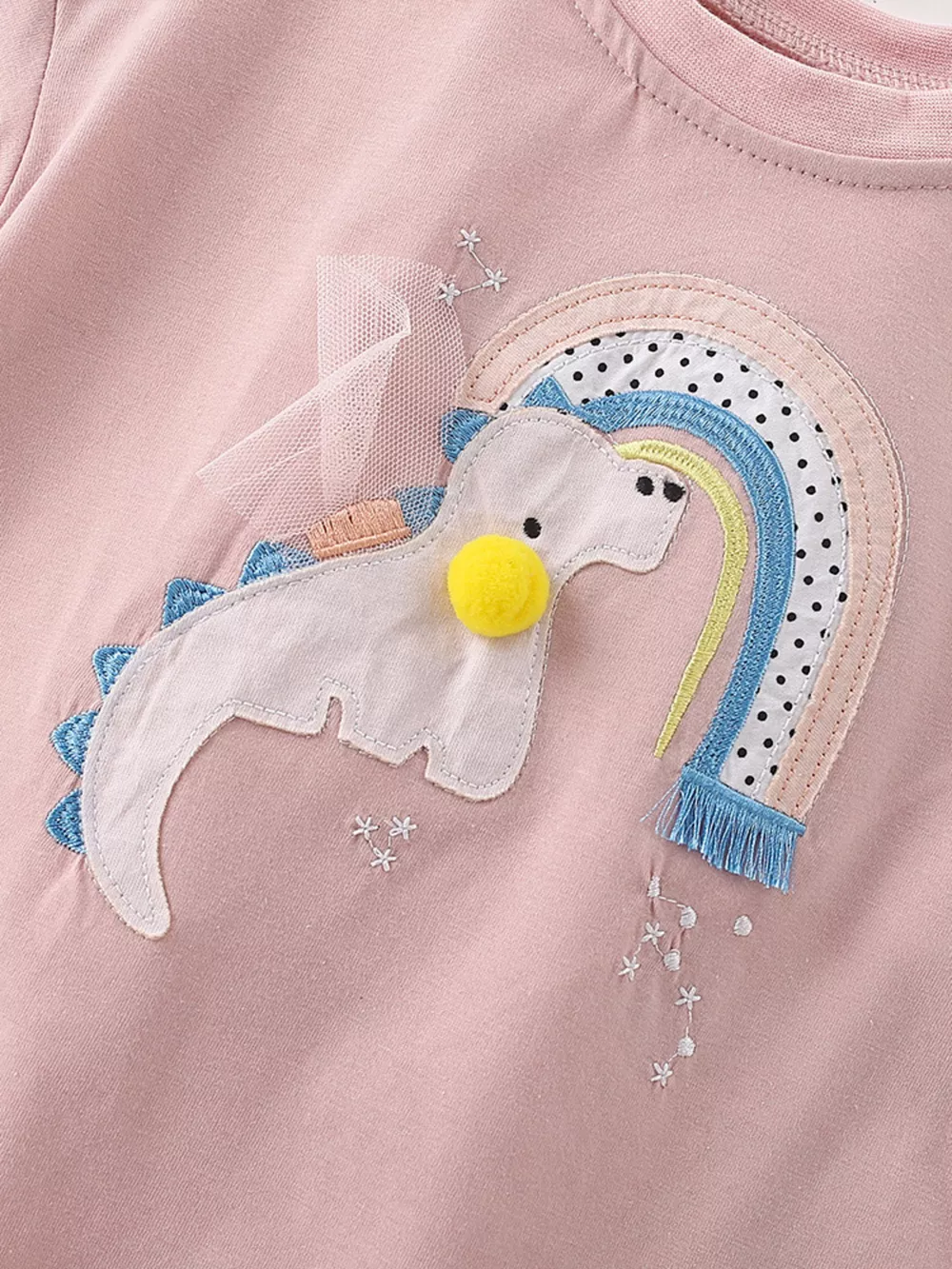 Children's Dinosaur Rainbow Applique Short Sleeve T-Shirt, image 3