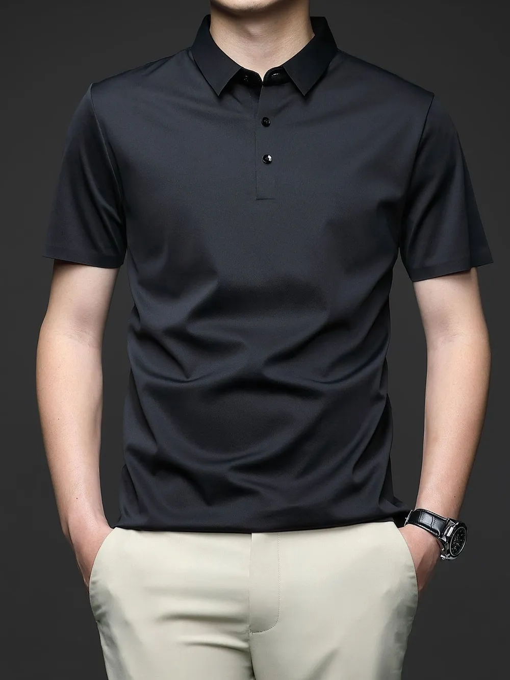 Men's Plus Size Button Detail Short Sleeve Polo