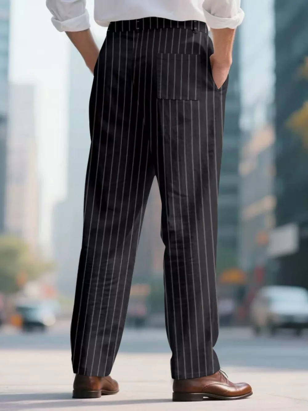 Men's Full Size Striped Wide Leg Pant Plus Size, image 4