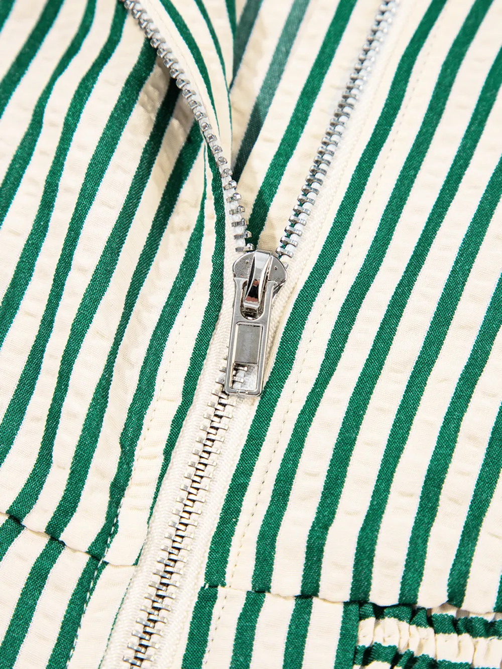 Stripe V Neck Zip Front Cinched High Waist Midi Dress, image 3
