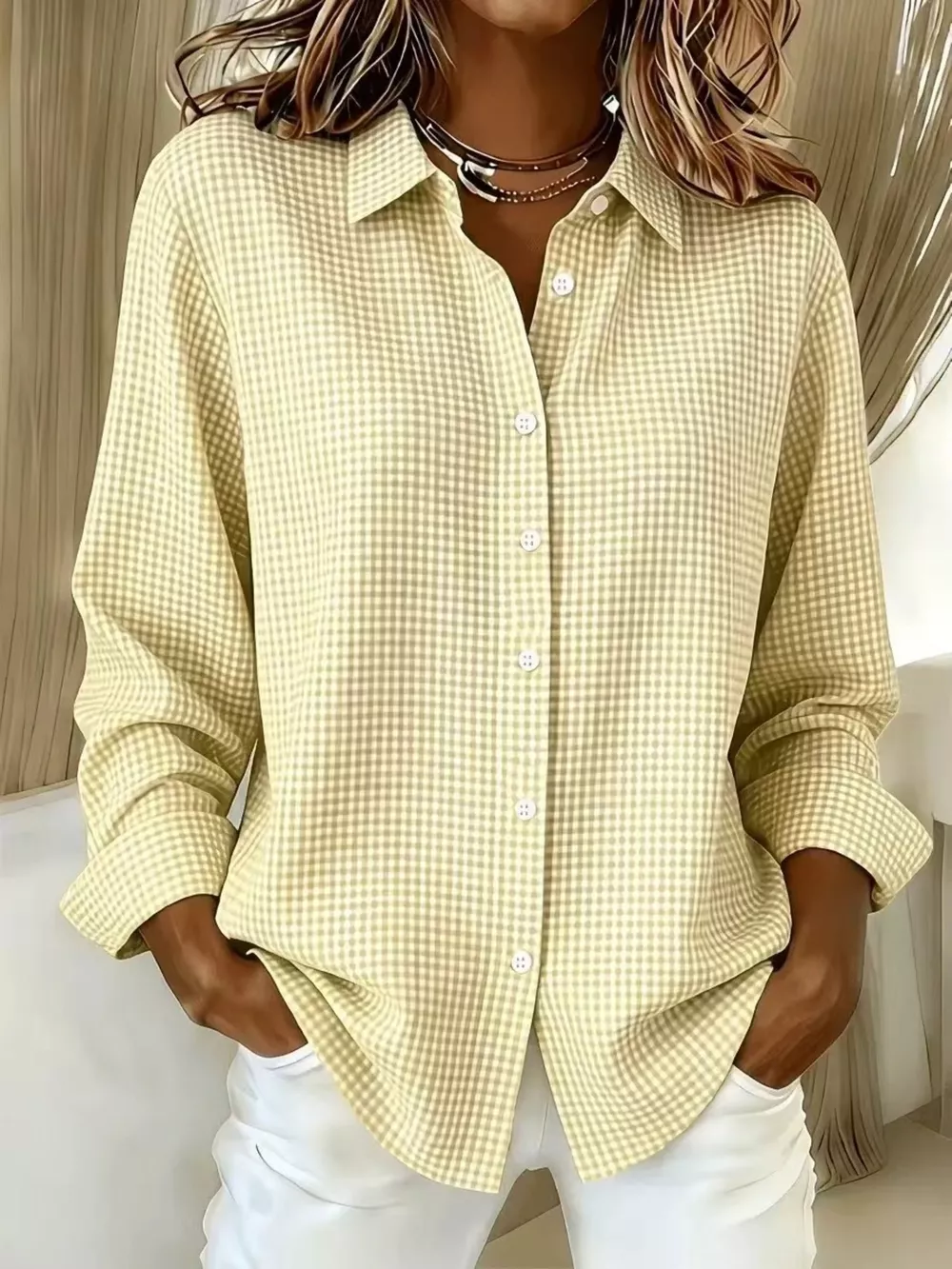 Full Size Plaid Button Up Long Sleeve Shirt Plus Size, image 15