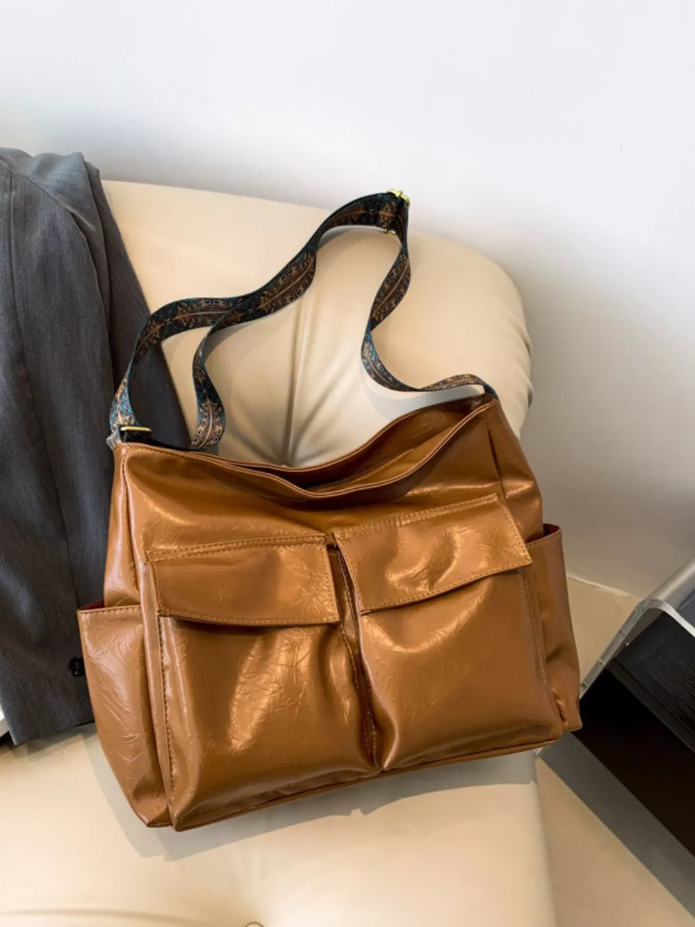 Adjustable Strap Multi Pocket Handbag, image 6