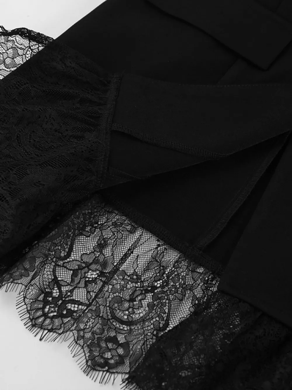 Lace Hem Lapel Collar Blazer, image 13