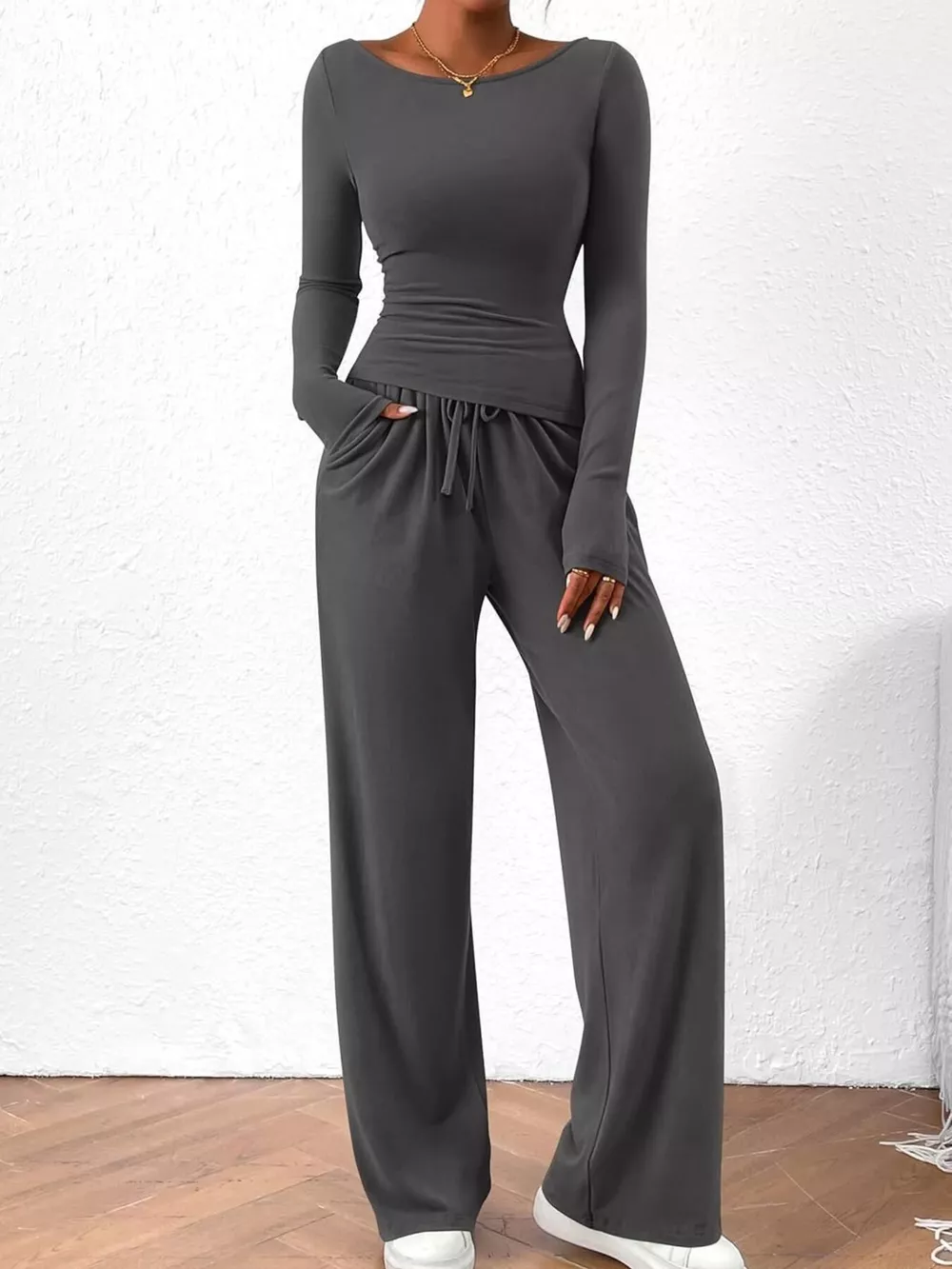 Long Sleeve Top and Wide Leg Pants Set, image 15