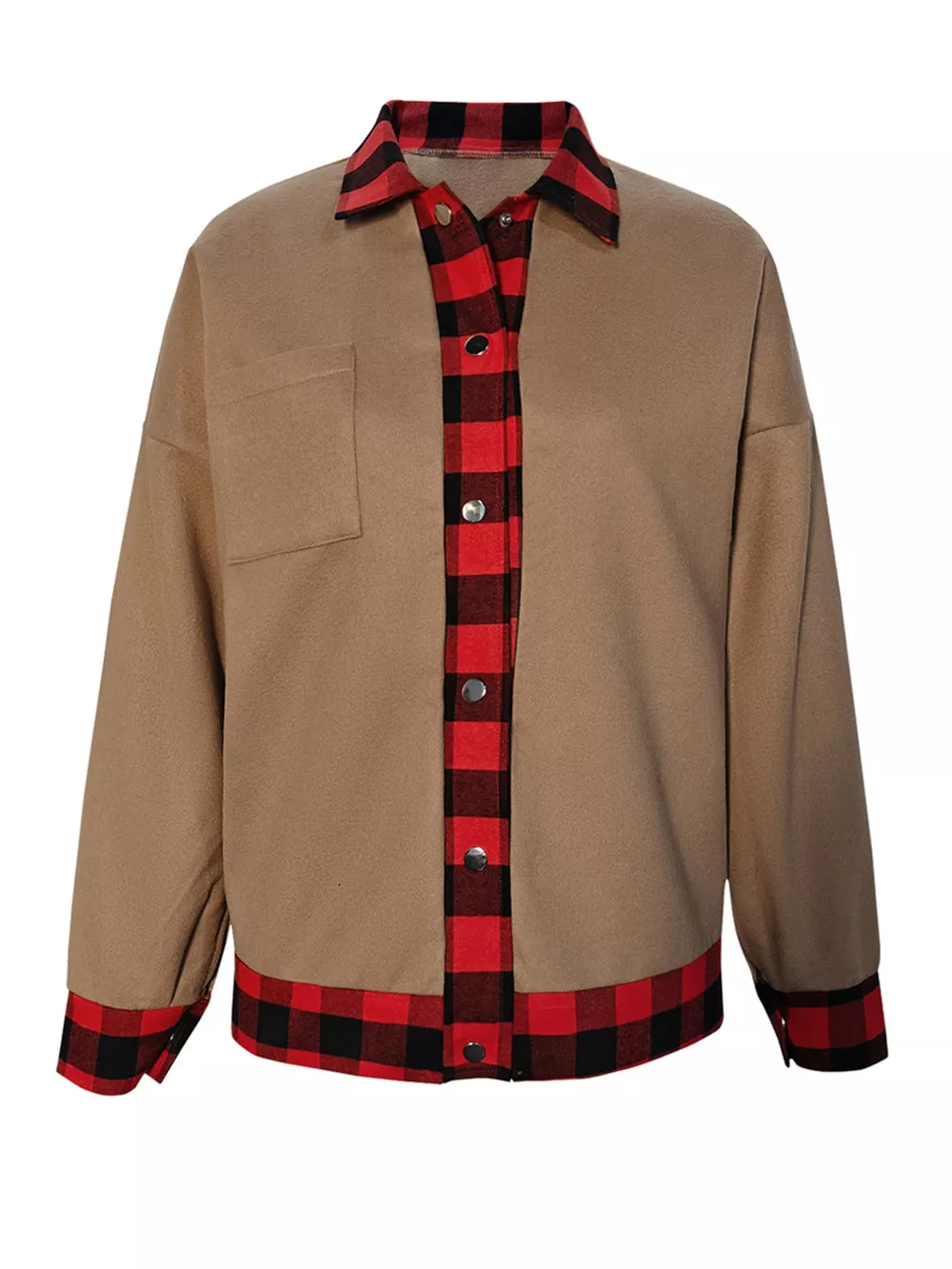Plaid Button Up Casual Outerwear, image 2