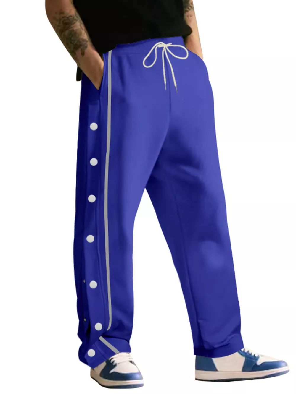 Men's Full Size Loose Fit Side Snap Button Track Pants Plus Size, image 8
