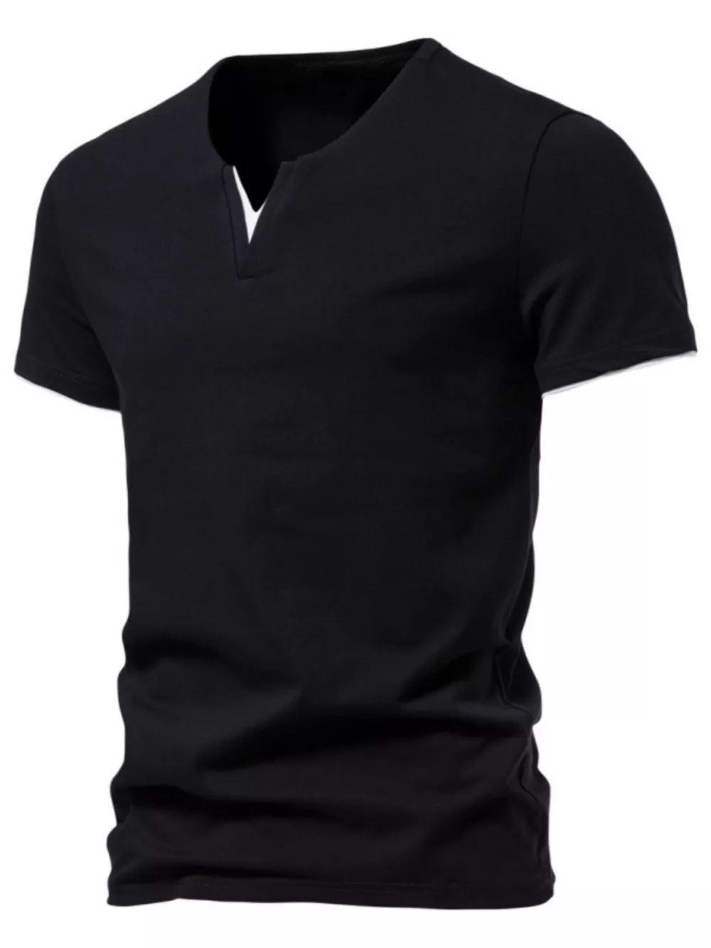 Men's Plus Size Slim Fit Notched Casual T-Shirt
