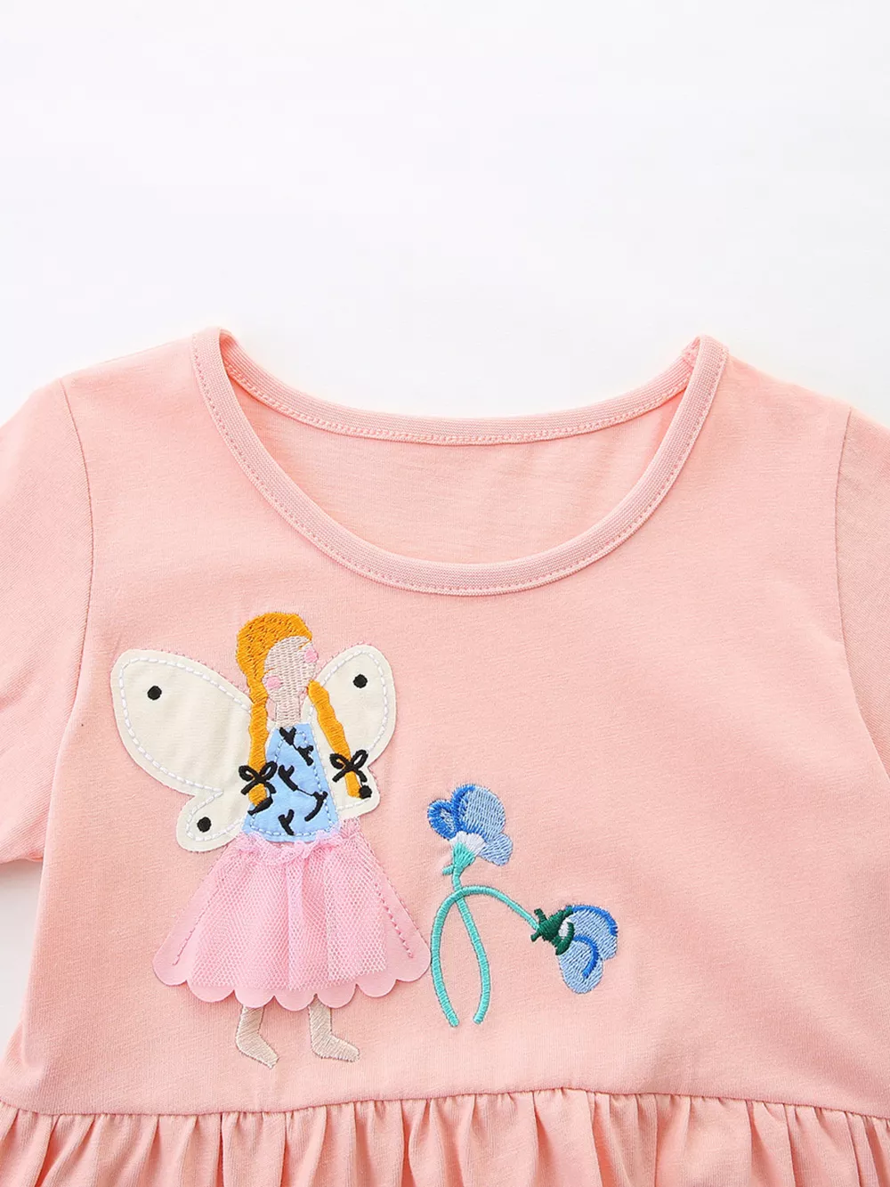Children's Cute Cartoon Applique Short Sleeve Casual Dress, image 3