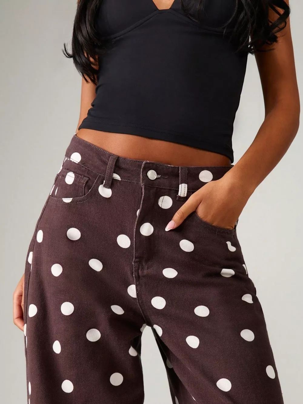 Polka Dot Wide-Leg Jeans, image 8