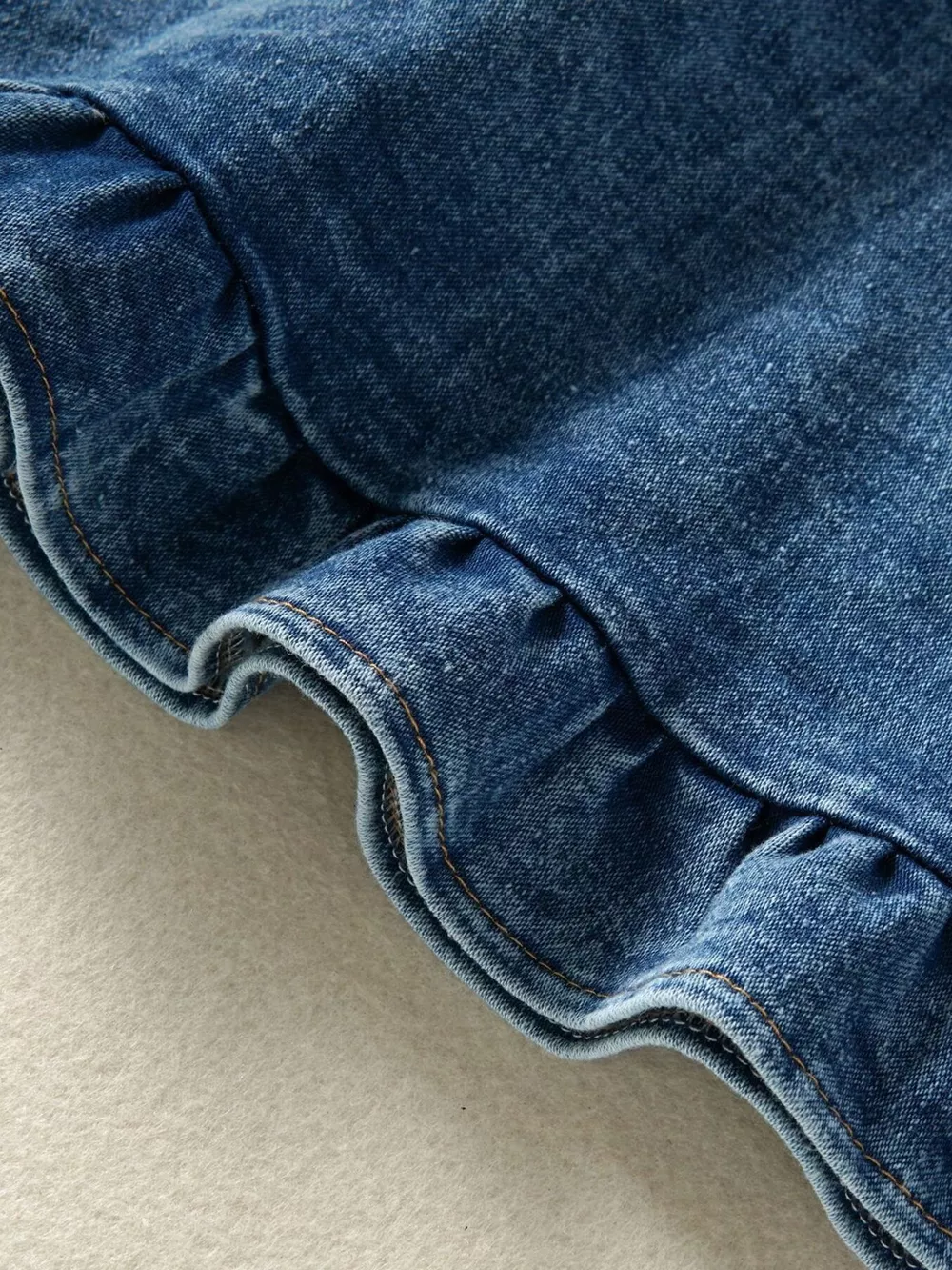 Children's Ruffled Hem Denim Overall Dress, image 5