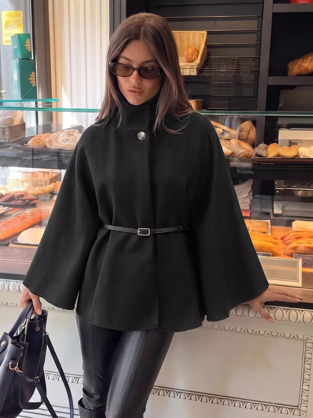 Stand Neck Cape Coat