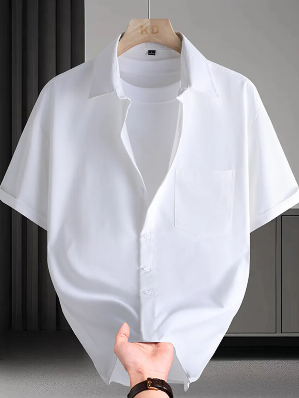 Men's Plus Size Button Up Short Sleeve Shirt, image 4