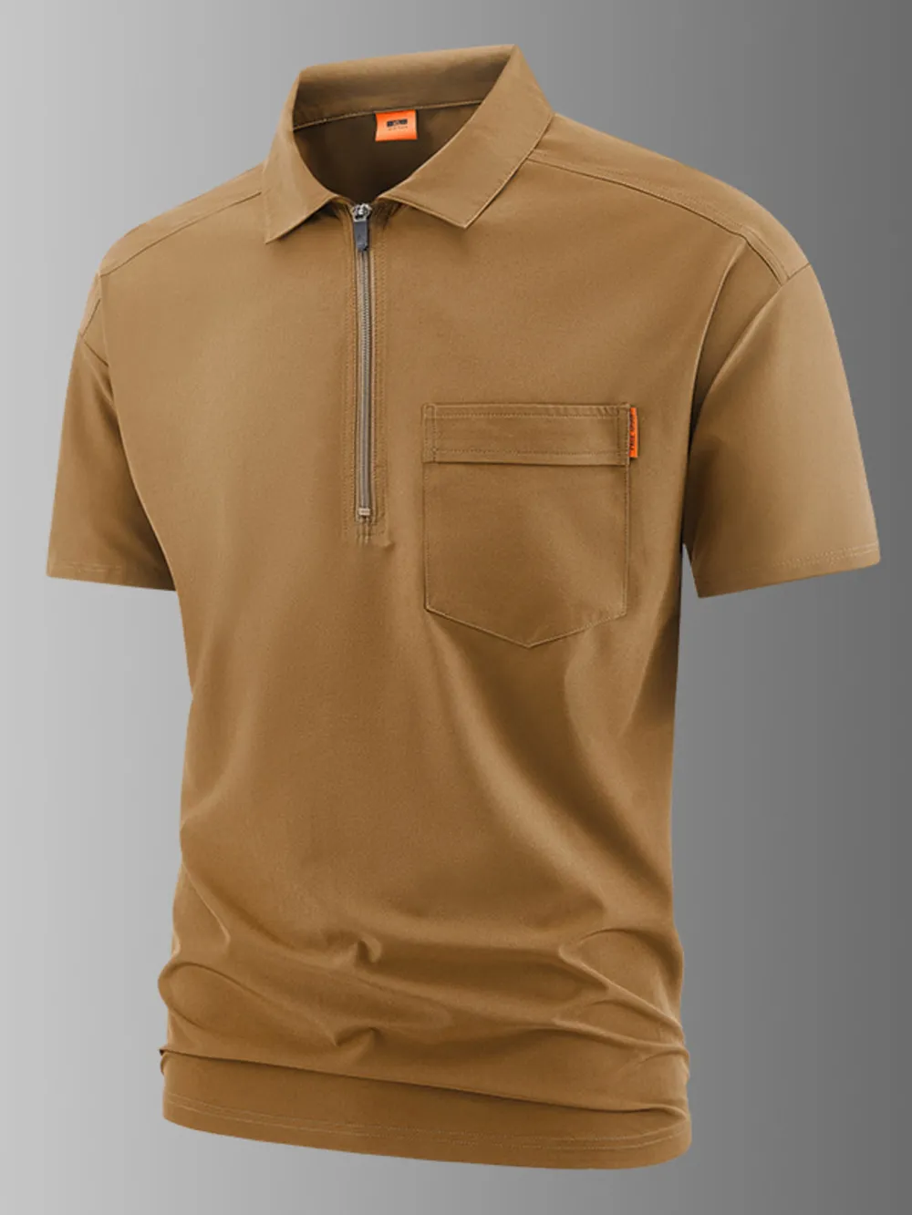 Men's Plus Size Casual Zipper Polo with Pocket, image 5