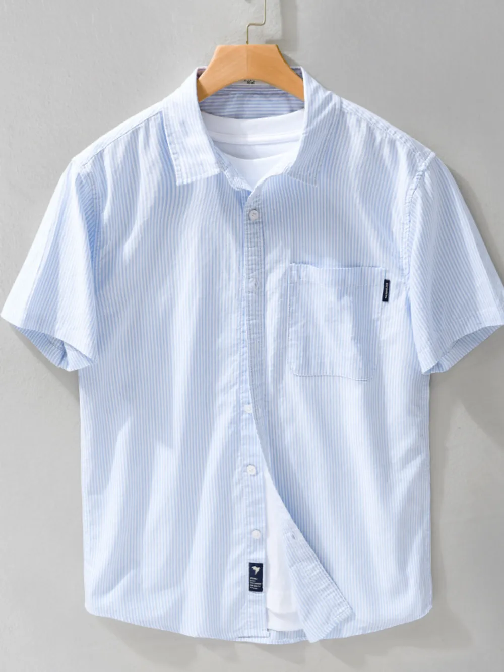Men's Plus Size Striped Short Sleeve Casual Shirt, image 2