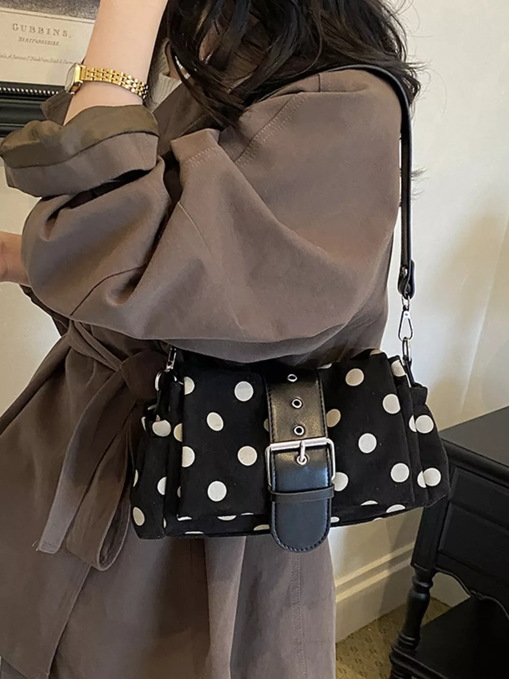 Vintage Polka Dot Shoulder Bag, image 5