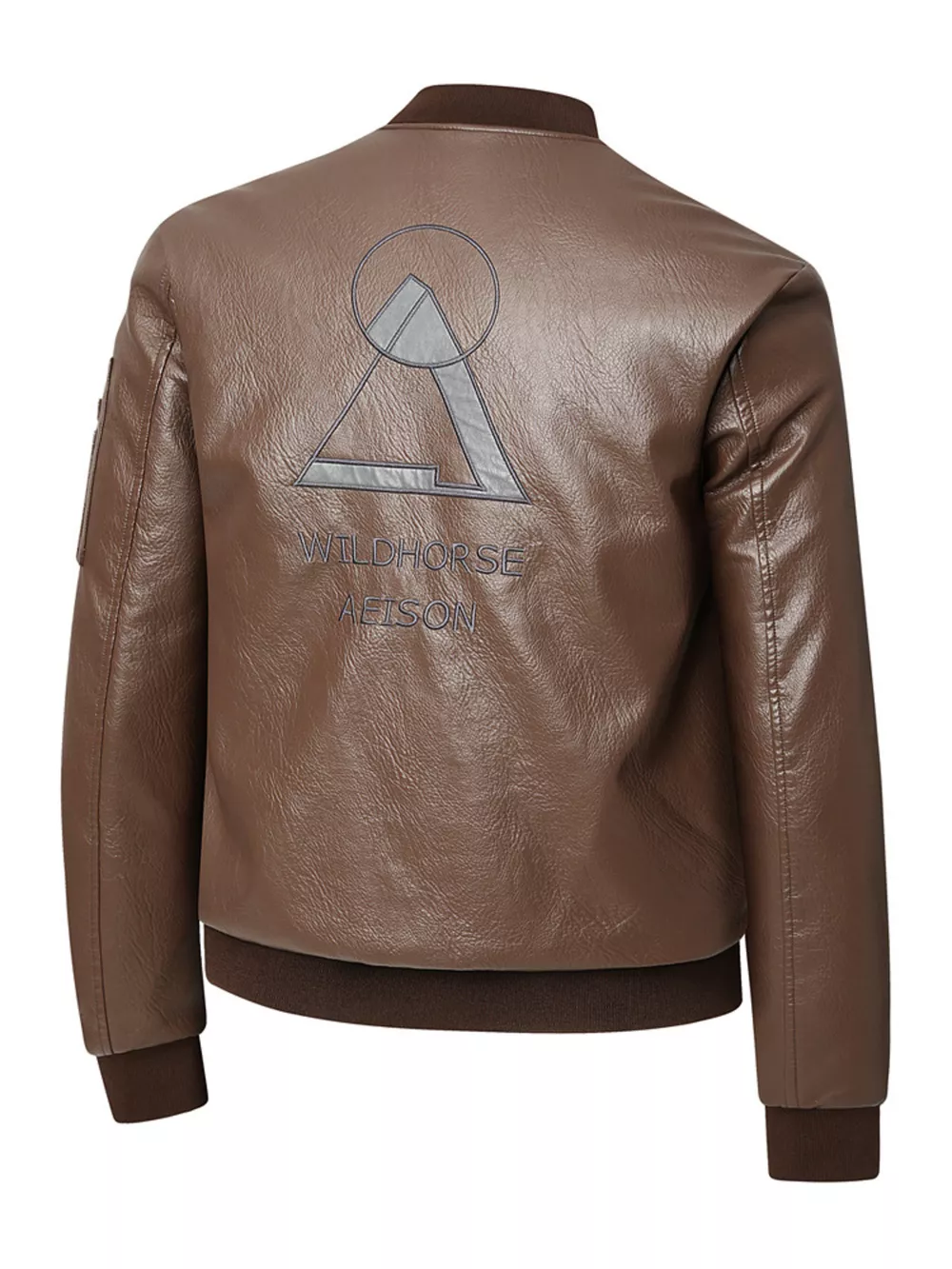 Men's Plus Size Zip Up Faux Leather Bomber Jacket, image 3