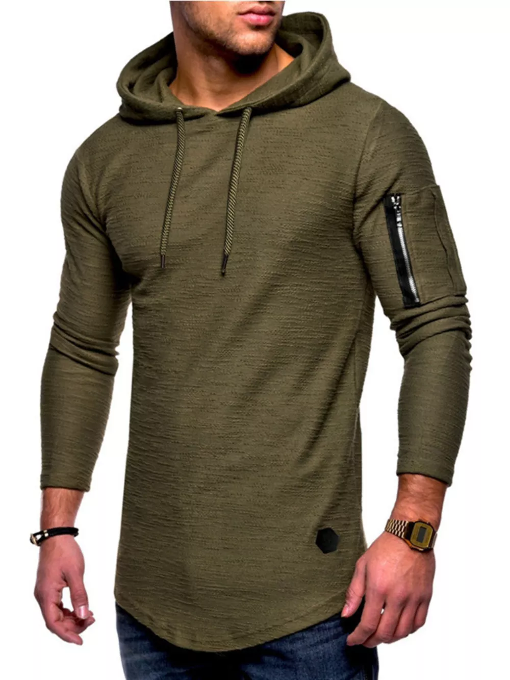 Men's Plus Size Casual Slim Fit Long Sleeve Hoodie, image 2