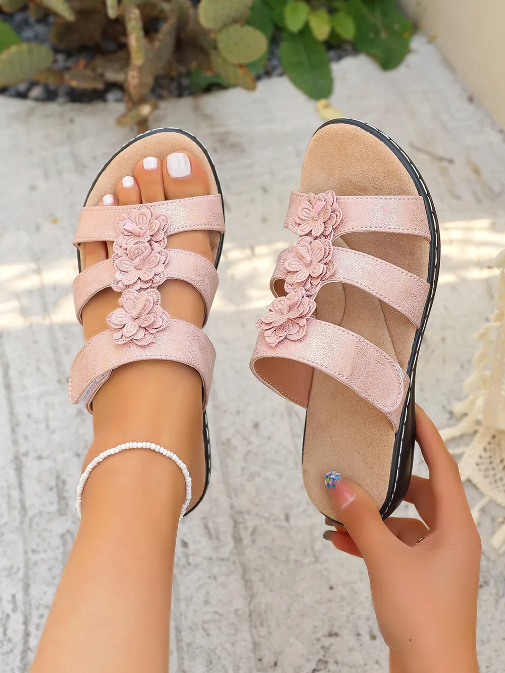 Flower Multi-Strap Flat Sandals, image 17