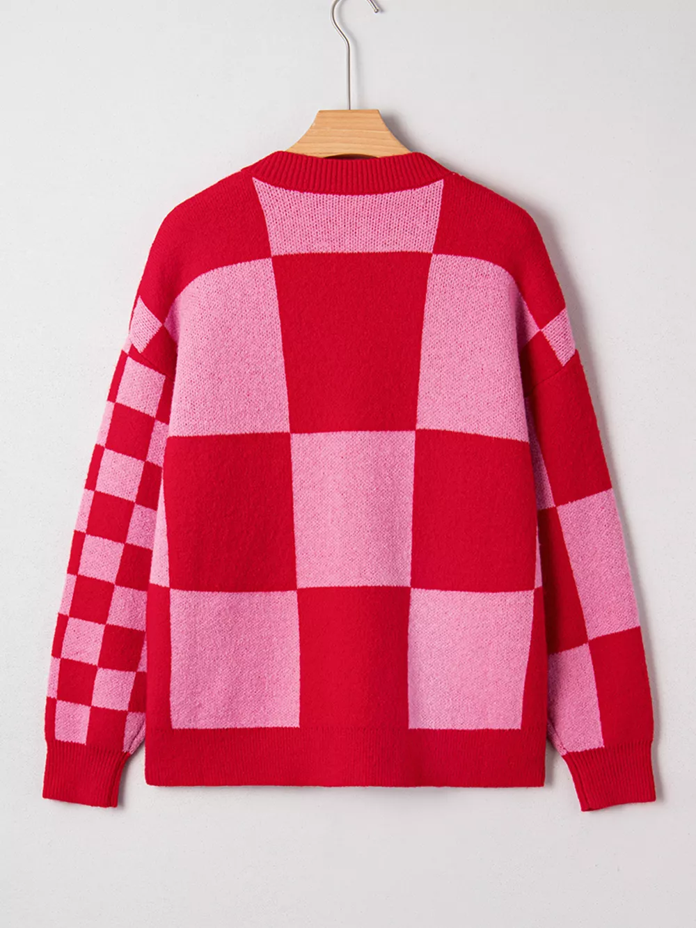 Checkerboard Knit Button-Down Cardigan, image 5