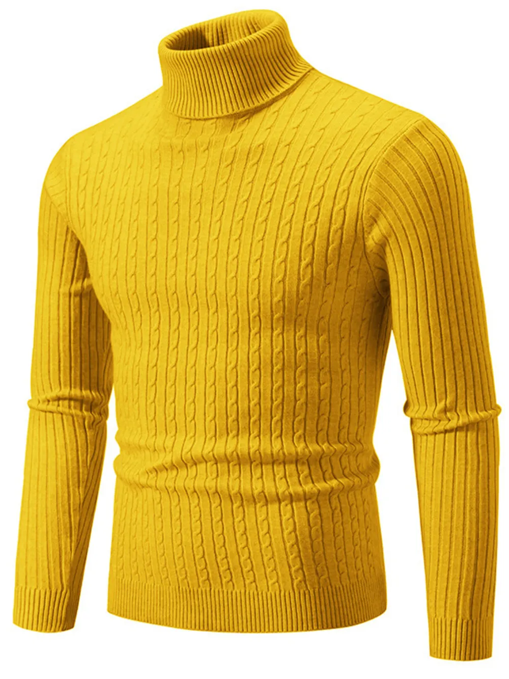 Men's Plus Size Ribbed Turtleneck Long Sleeve Sweater, image 6
