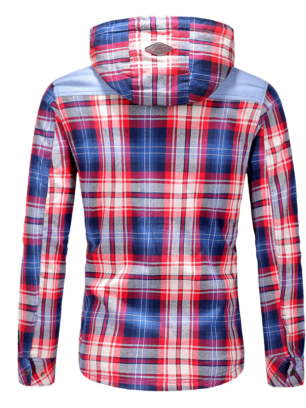 Men's Plus Size Drawstring Plaid Fleece Lined Hooded Outerwear, image 3