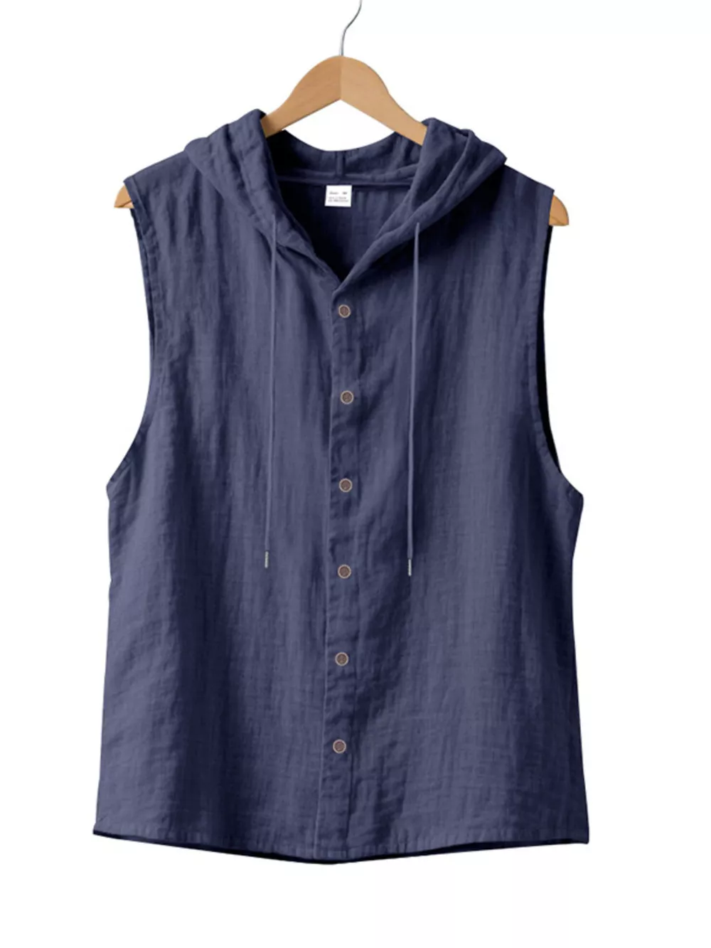 Men's Full Size Casual Sleeveless Hooded Button-Down Top Plus Size, image 19