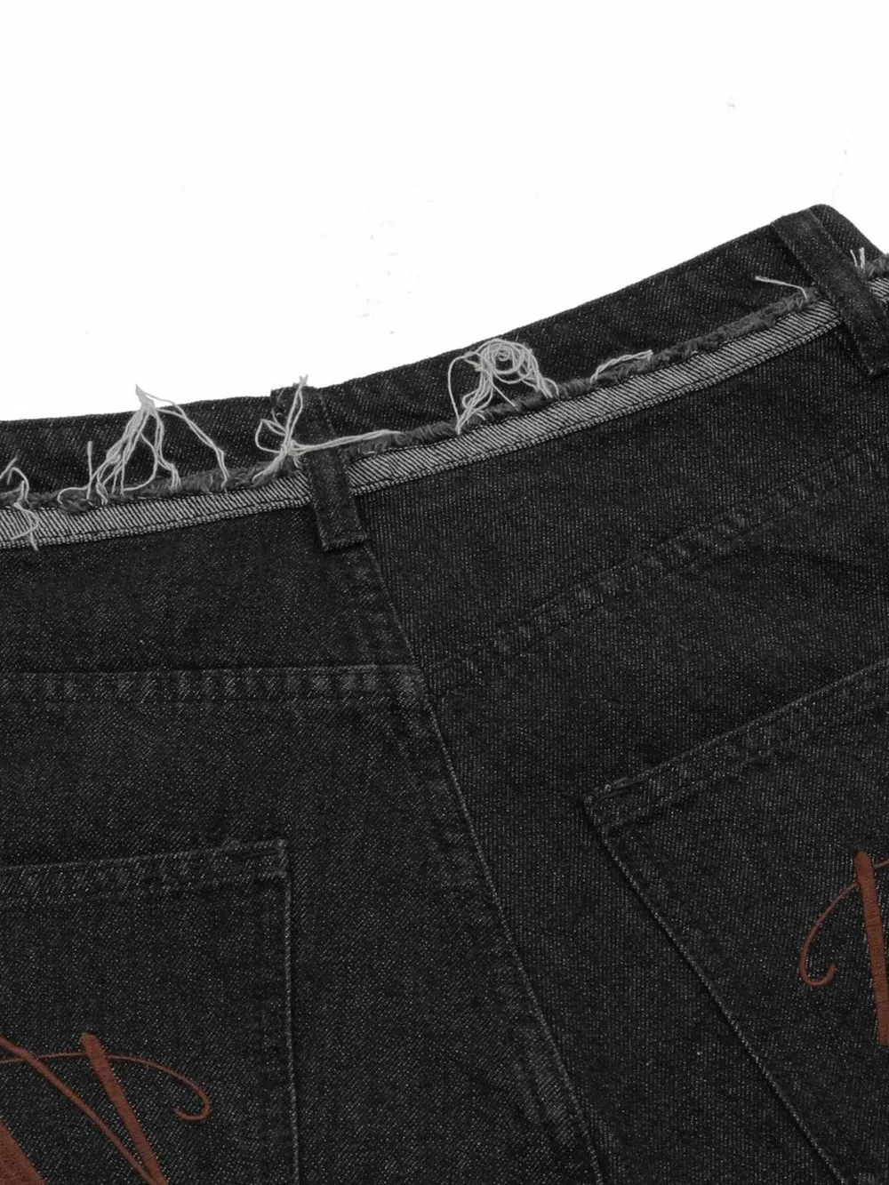Men's Raw Hem Denim Bermuda Shorts with Contrast Cuffs, image 8