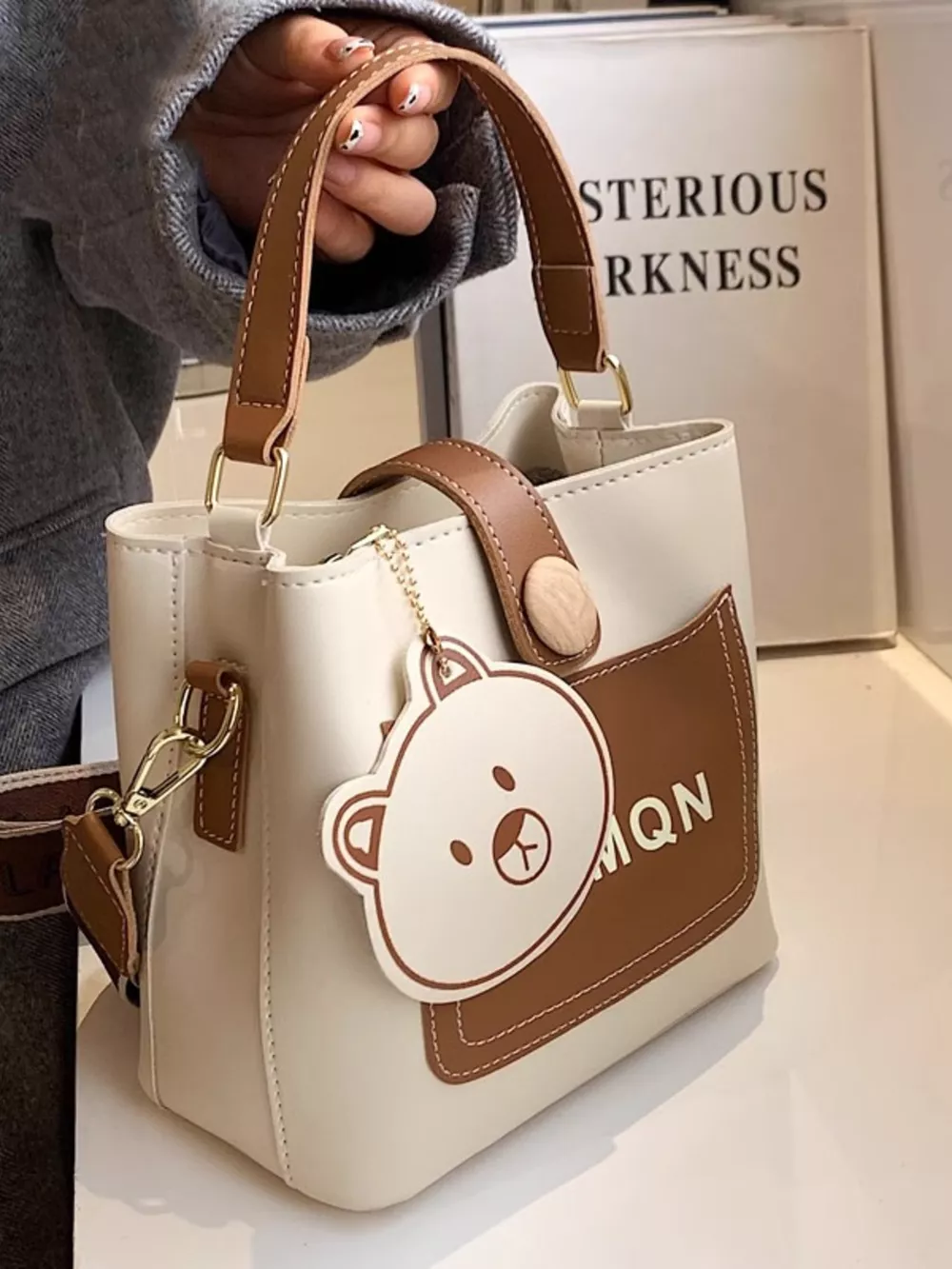 Bear Charm Bucket Crossbody Bag, image 3