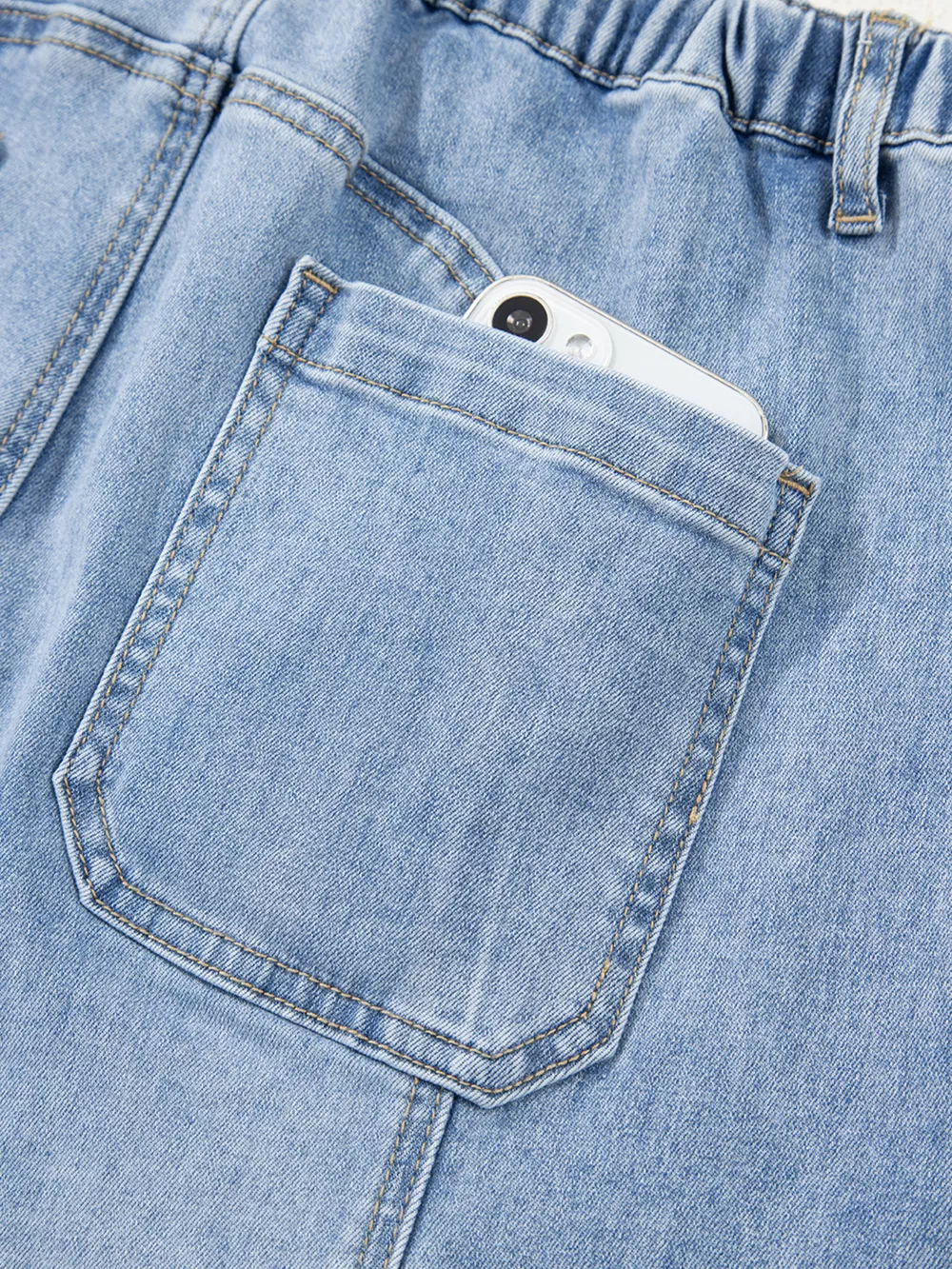 Wide Leg Drawstring Raw Hem Jeans, image 6
