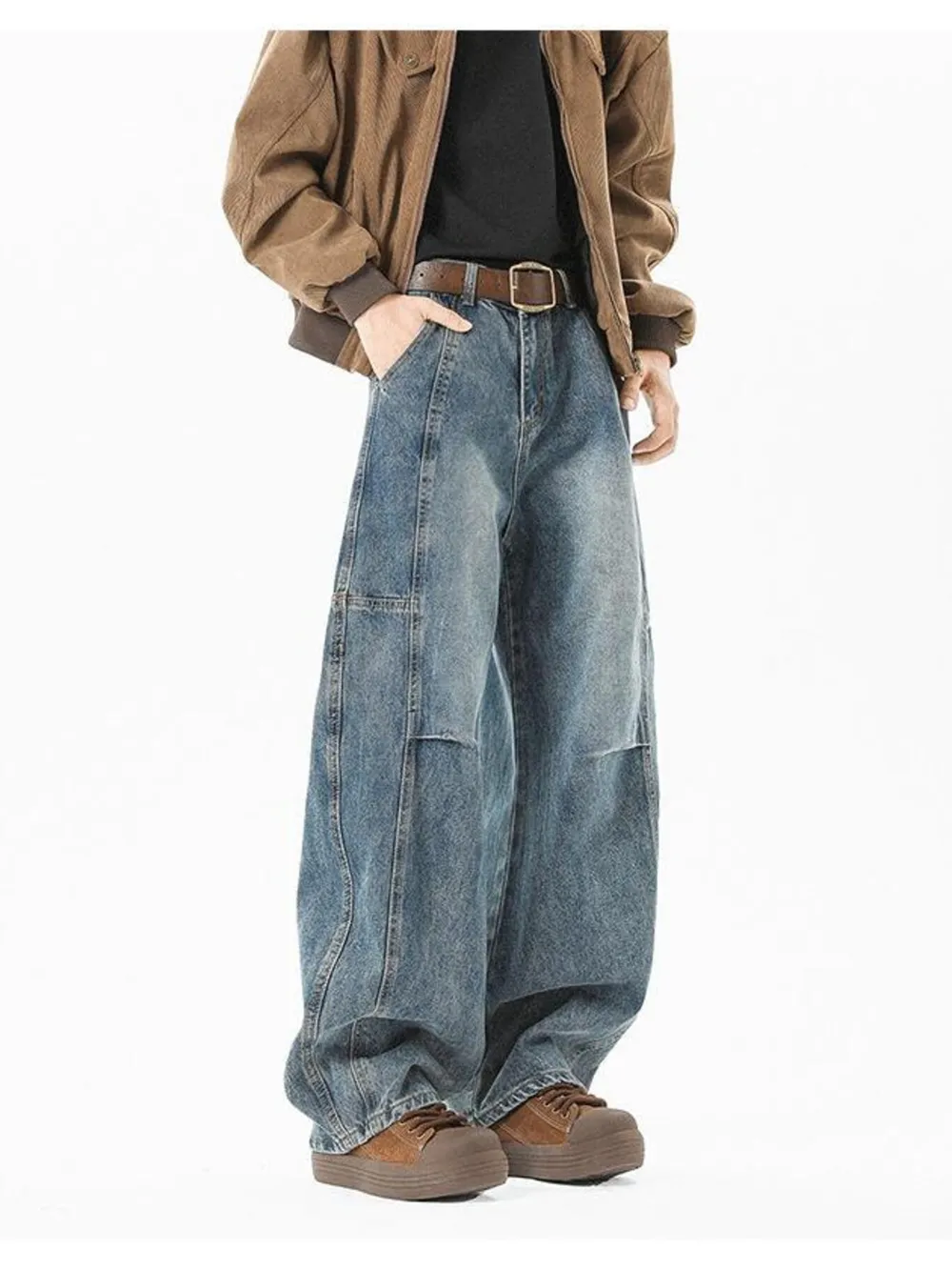 Men's Full Size Wash Wide Leg Jeans Plus Size, image 3