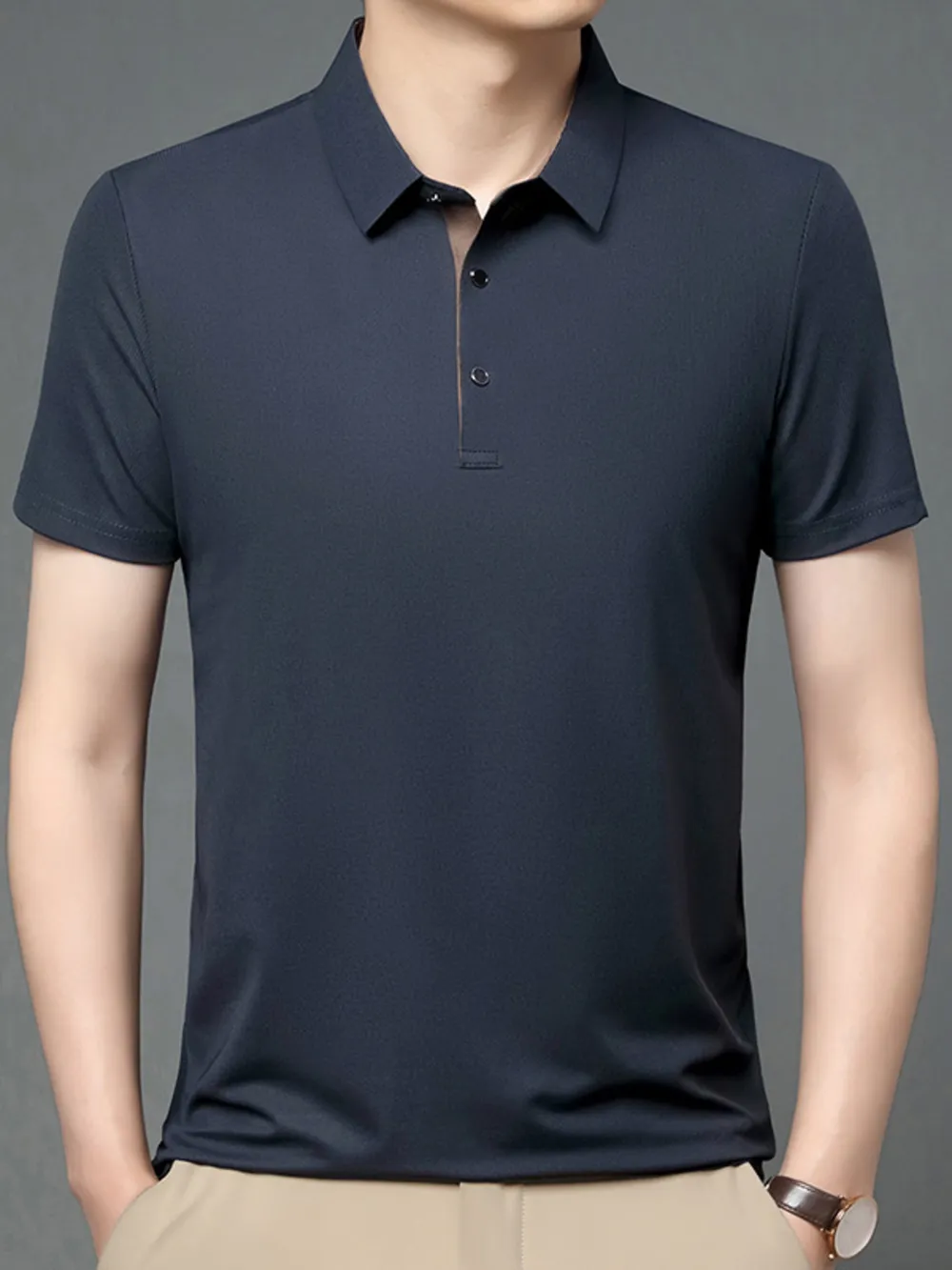 Men's Plus Size Button Detail Short Sleeve Polo, image 6