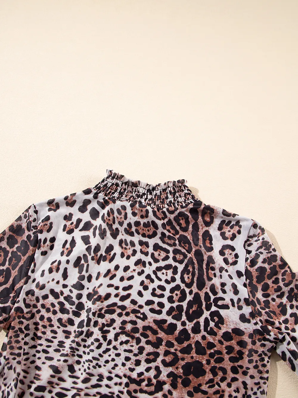 Leopard Print Long Sleeve Mock Neck Bodysuit, image 13