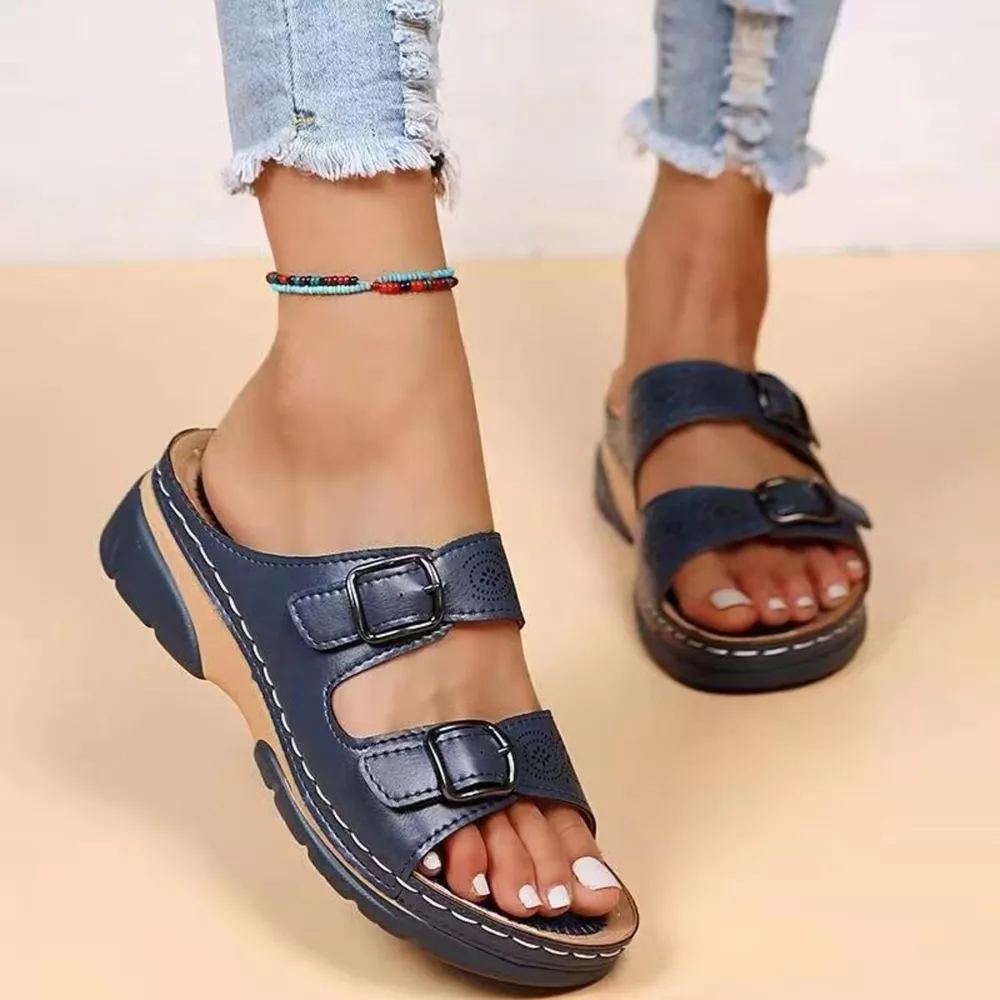 Double Buckle Open Toe Sandals