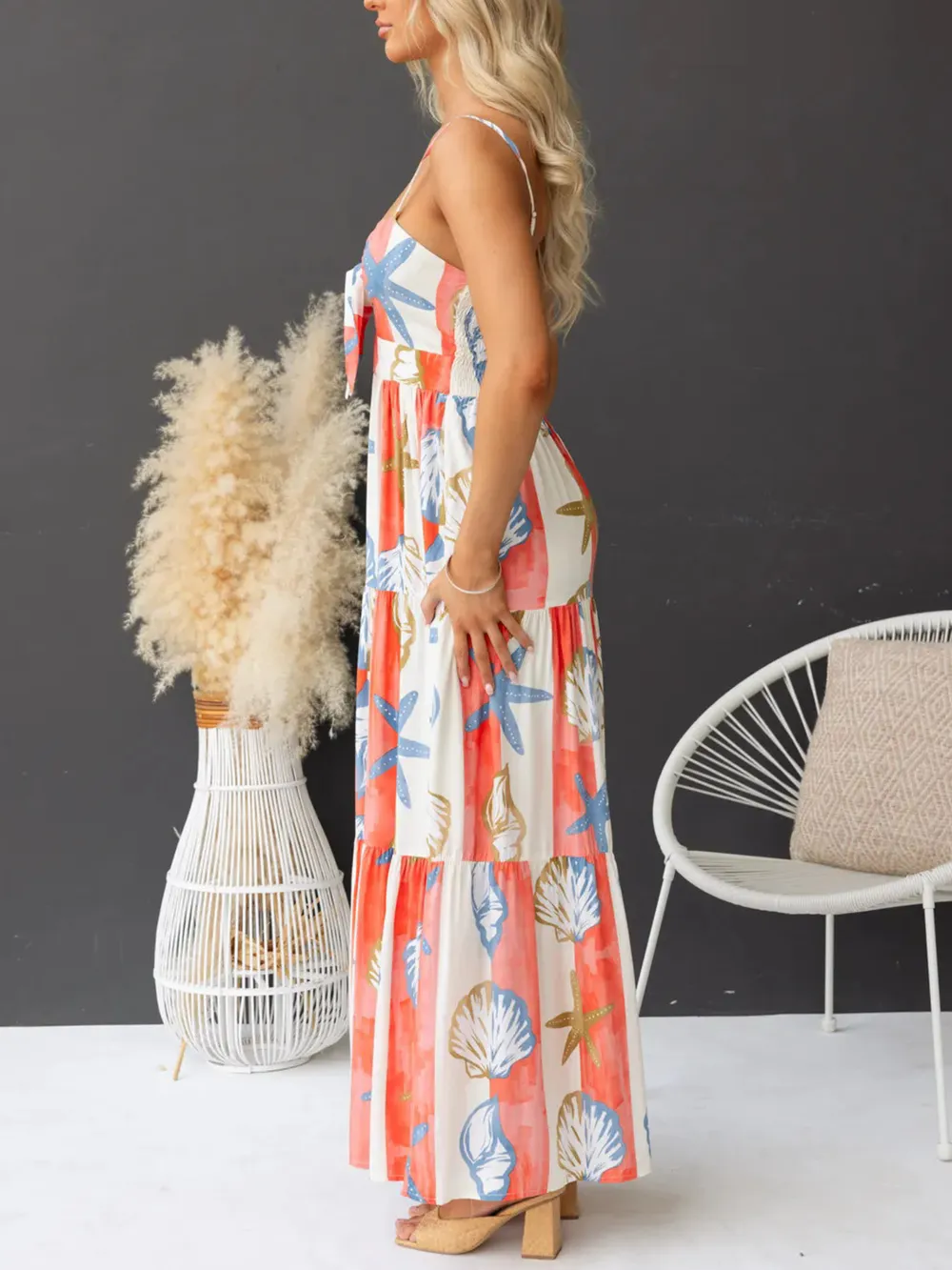 Printed Spaghetti Strap Maxi Dress with Pockets, image 5