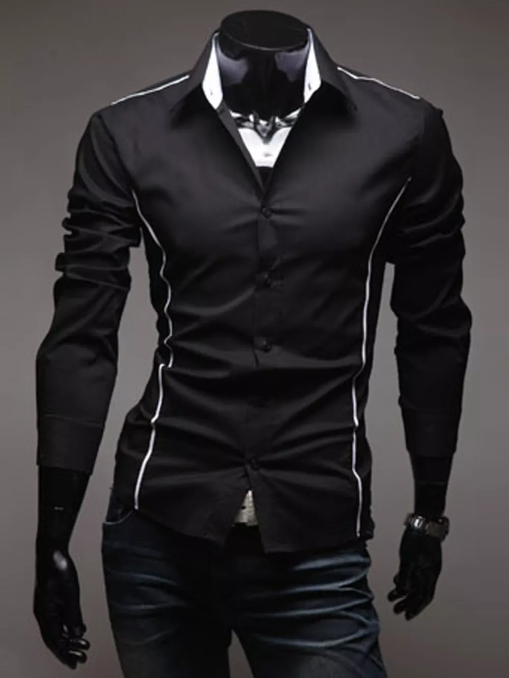 Men's Plus Size Slim Fit Long Sleeve Shirt, image 2