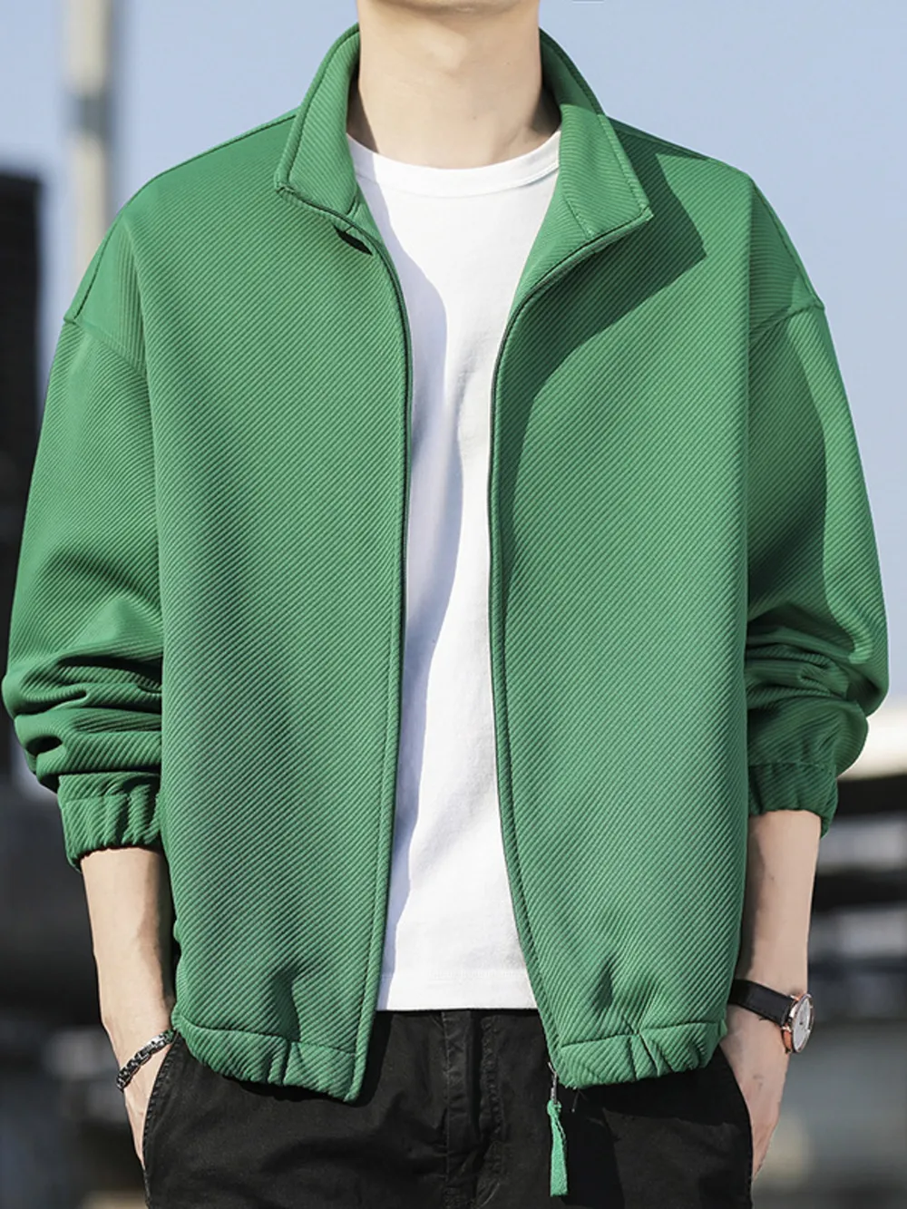 Men's Plus Size Zip Up Long Sleeve Jacket, image 2