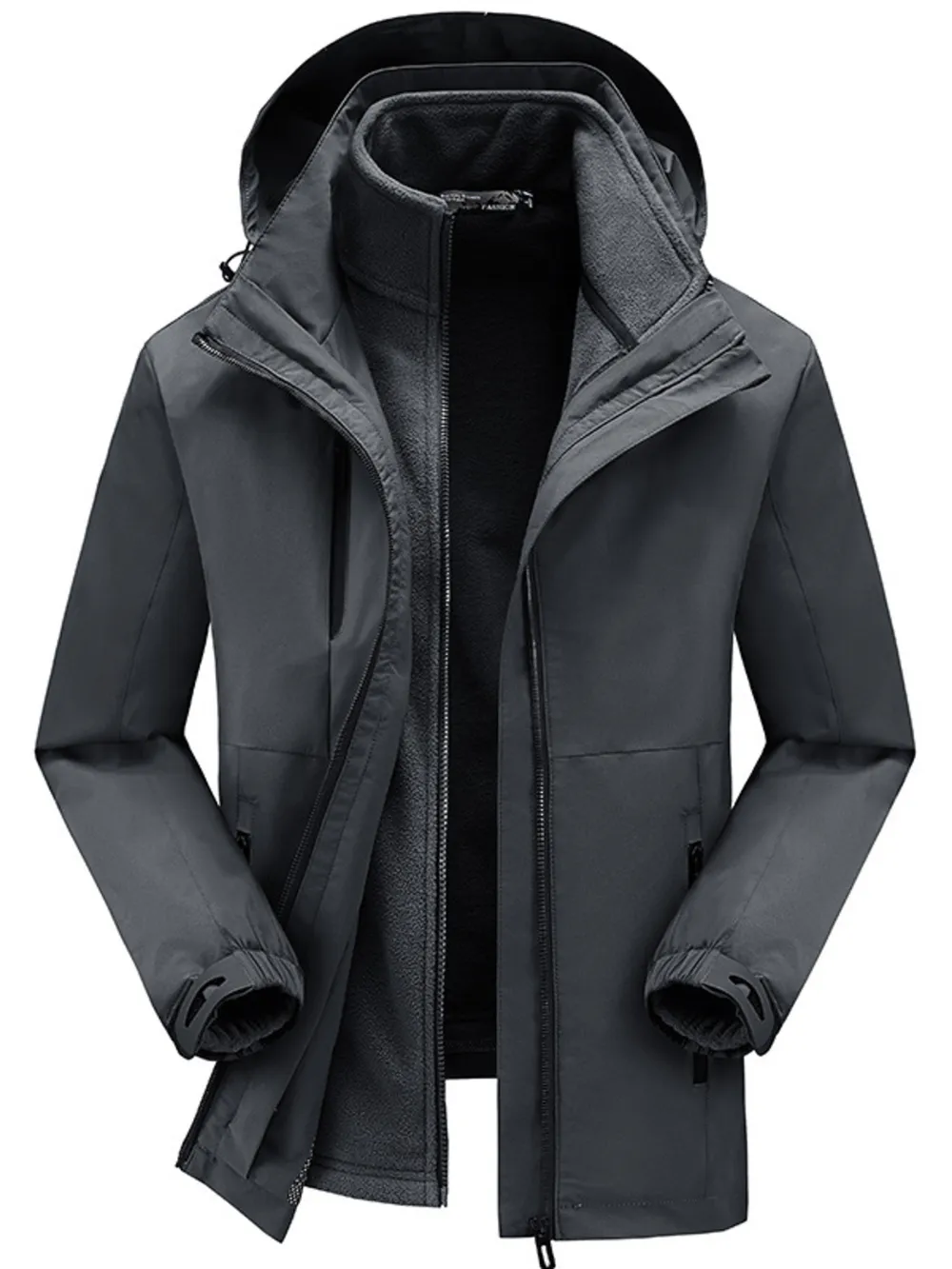Men's Plus Size Zip Up Hooded Jacket, image 2