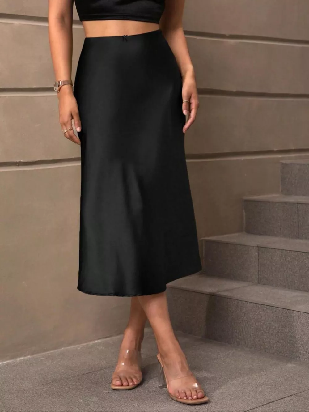 Satin Midi Skirt, image 3